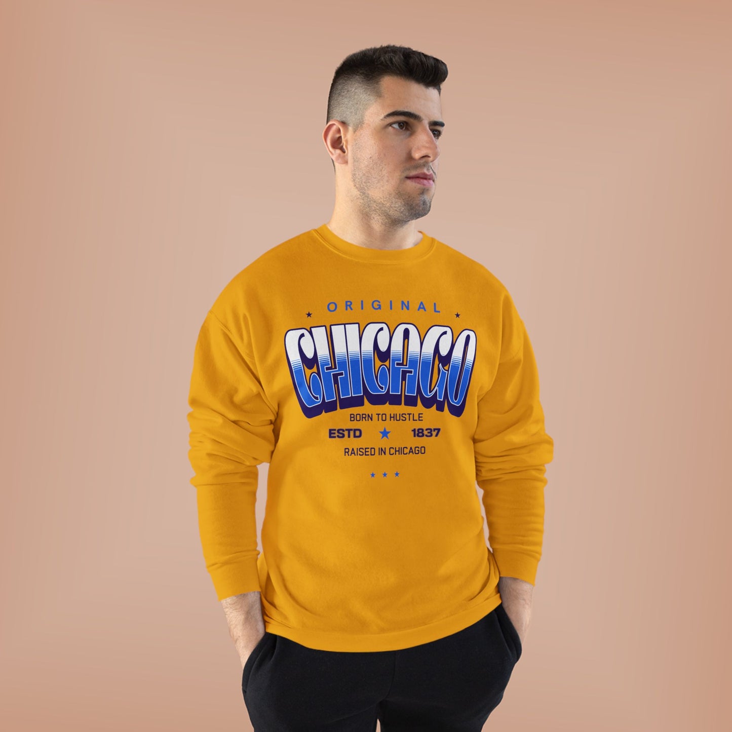 Chicago Hustle EcoSmart Crewneck Sweatshirt, Unisex Sweatshirt, Gift for Chicago Lovers, Trendy Streetwear, Casual Wear, Cozy Sweatshirt