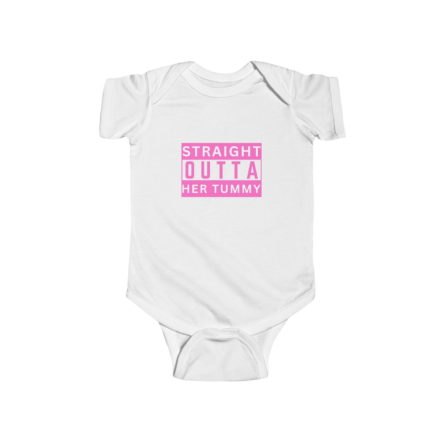 Straight Outta Her Tummy Infant Girls Fine Jersey Bodysuit, Funny Baby Onesies, Cute Baby Girl Onesie from 0-24 Months, Onesies for Girls, Cute Baby Shower Gift