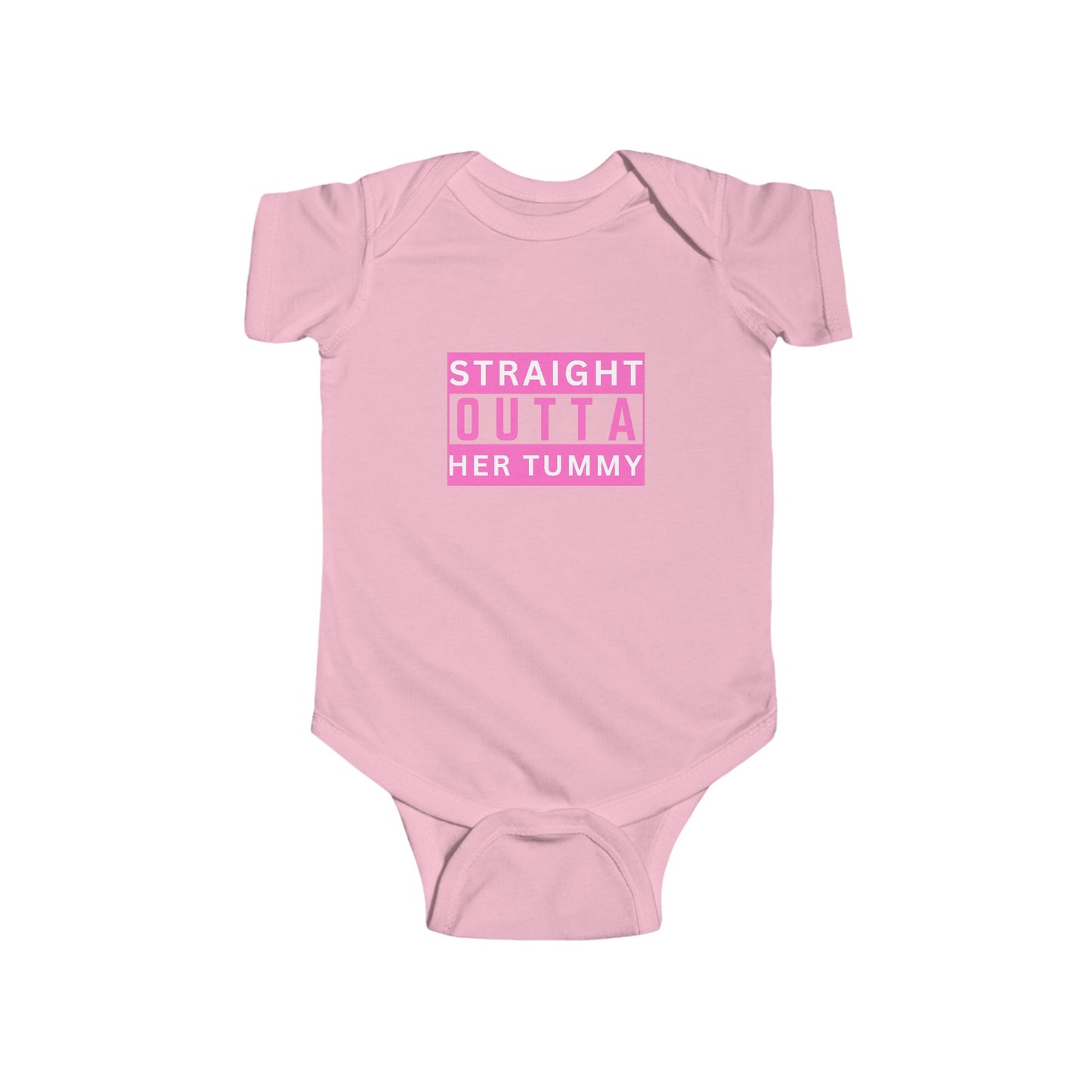 Straight Outta Her Tummy Infant Girls Fine Jersey Bodysuit, Funny Baby Onesies, Cute Baby Girl Onesie from 0-24 Months, Onesies for Girls, Cute Baby Shower Gift