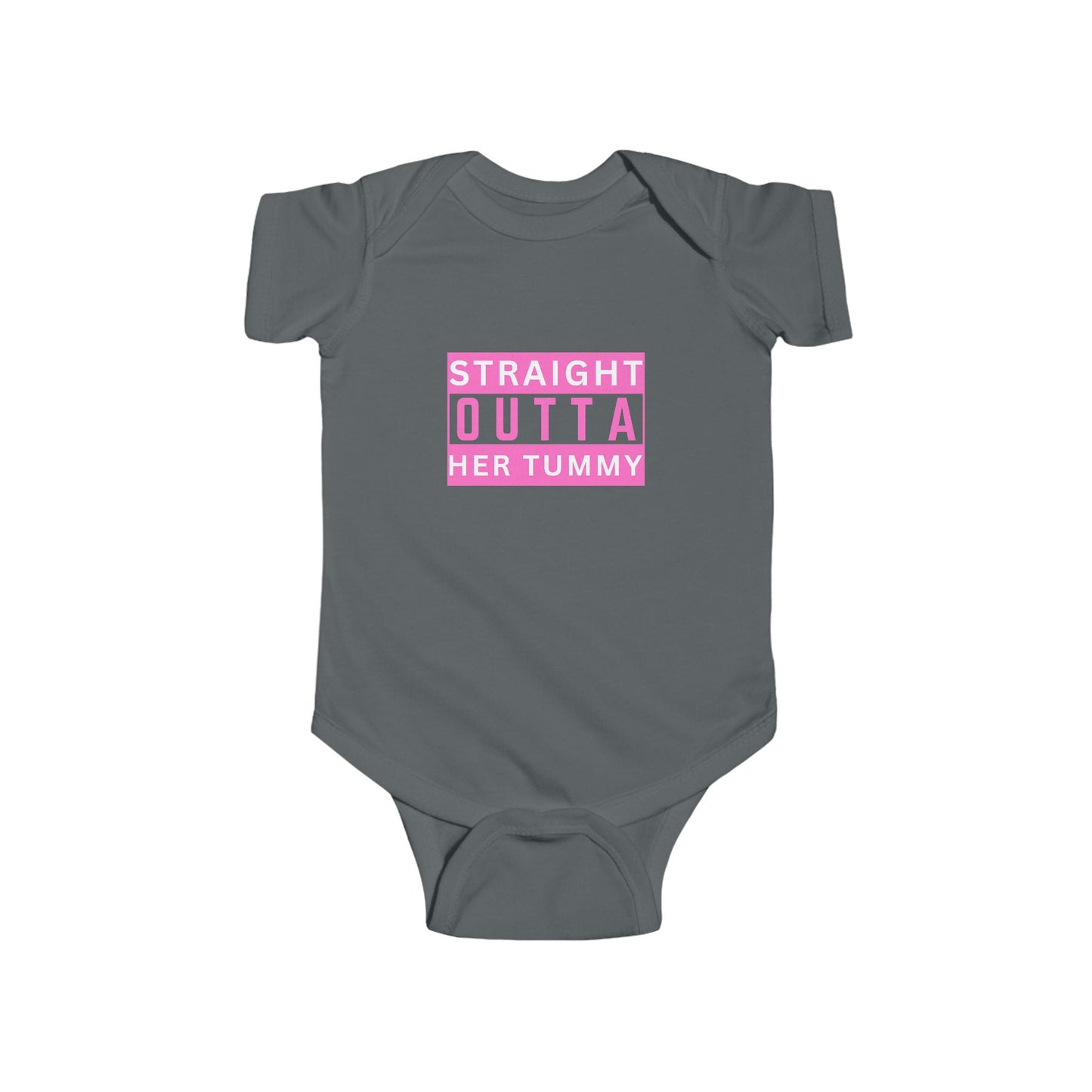 Straight Outta Her Tummy Infant Girls Fine Jersey Bodysuit, Funny Baby Onesies, Cute Baby Girl Onesie from 0-24 Months, Onesies for Girls, Cute Baby Shower Gift