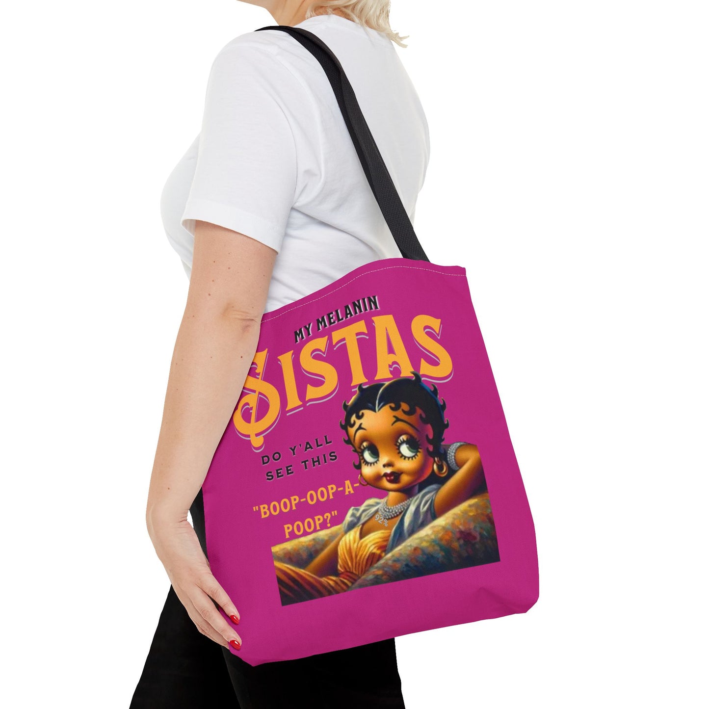 Black Betty Boop Tote Bag, 92 Percent Women Tote Bag, Cute Betty Boop Gift, Pink Betty Boop Tote Bag, Humorous Betty Boop Bag