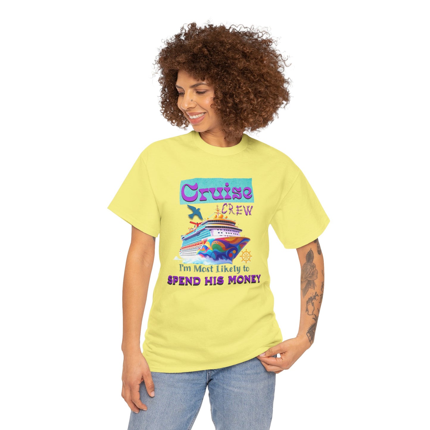 Funny Cruise Crew Tee, Vacation T-Shirt, Gift for Cruise Lovers, Vacation Humor Apparel, Travel Enthusiast Shirt, Spend His Money Tee