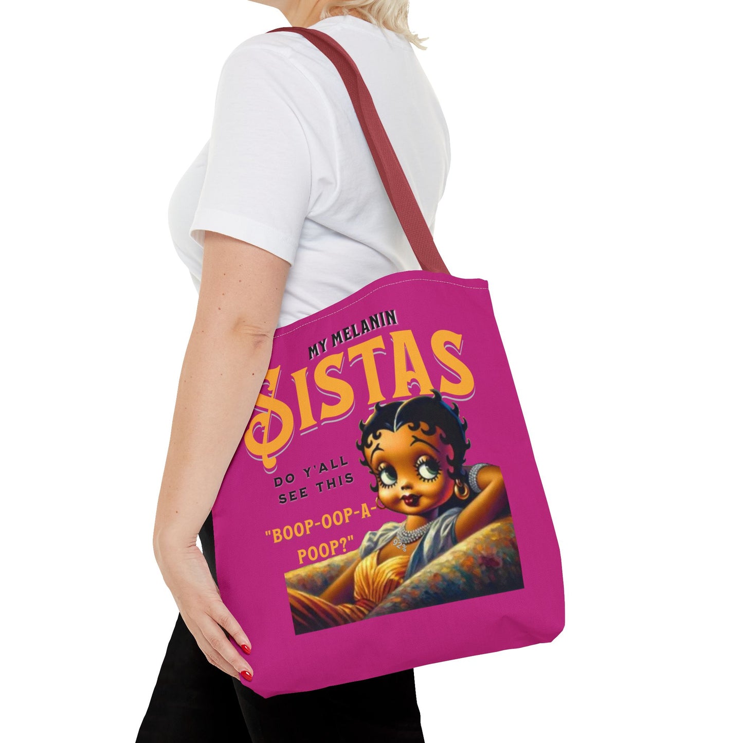 Black Betty Boop Tote Bag, 92 Percent Women Tote Bag, Cute Betty Boop Gift, Pink Betty Boop Tote Bag, Humorous Betty Boop Bag