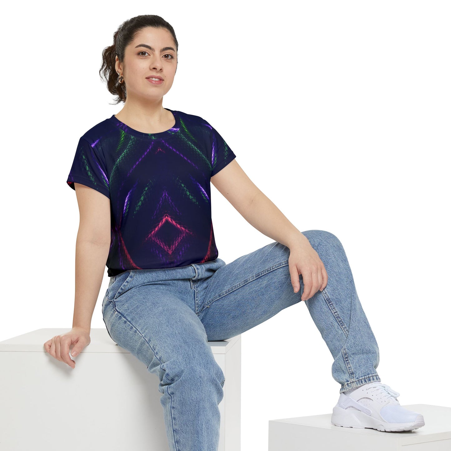 Women's Short Sleeve Snakeskin Print Shirt