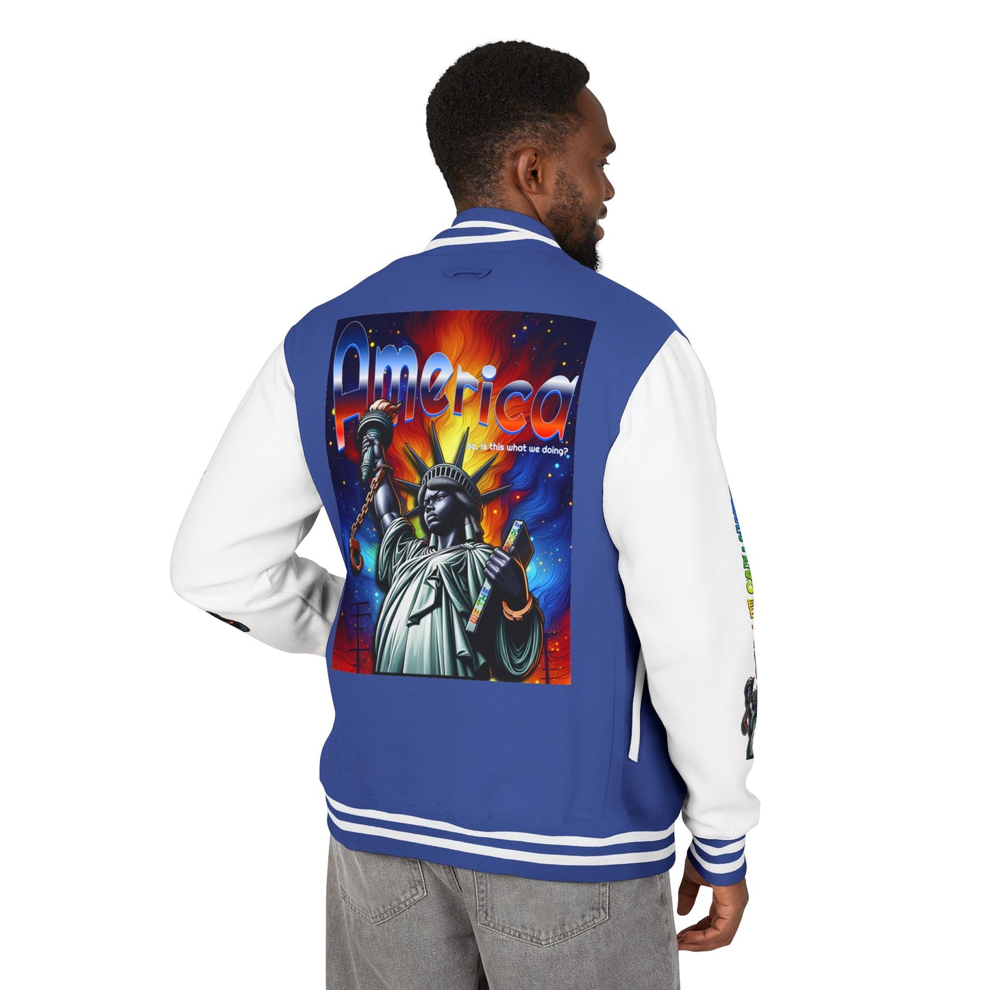 Letterman Jacket — 'America' Statue of Liberty Retro Graphic