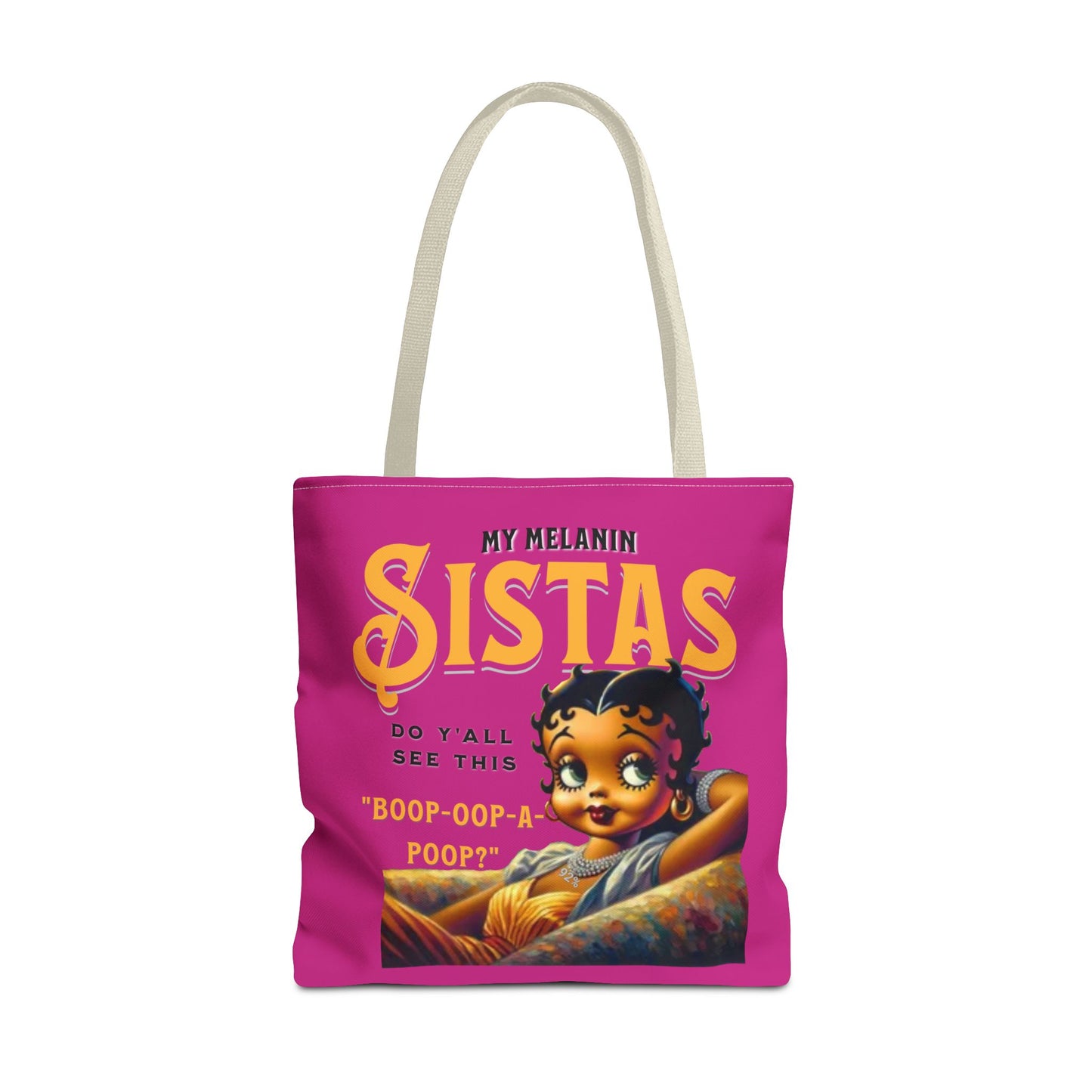 Black Betty Boop Tote Bag, 92 Percent Women Tote Bag, Cute Betty Boop Gift, Pink Betty Boop Tote Bag, Humorous Betty Boop Bag