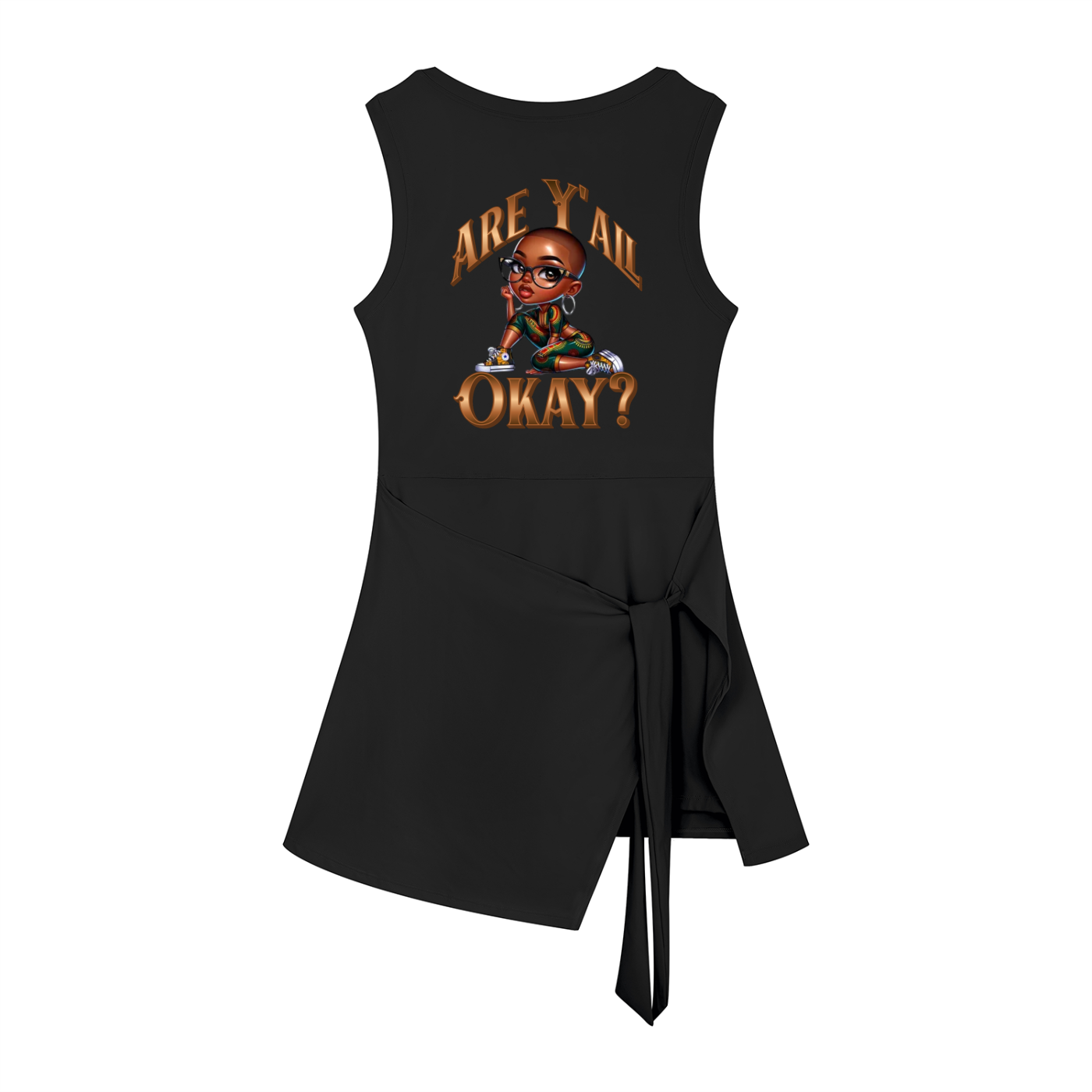 Women's Sleeveless Bodycon Mini Dress – "Are Y'all Okay" Graphic | Crop Dress
