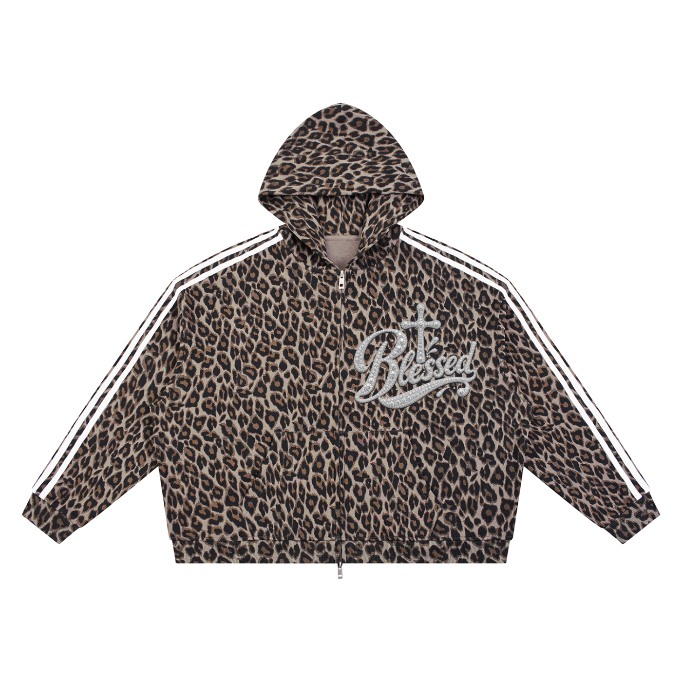 Unisex Leopard Full Zip Hoodie