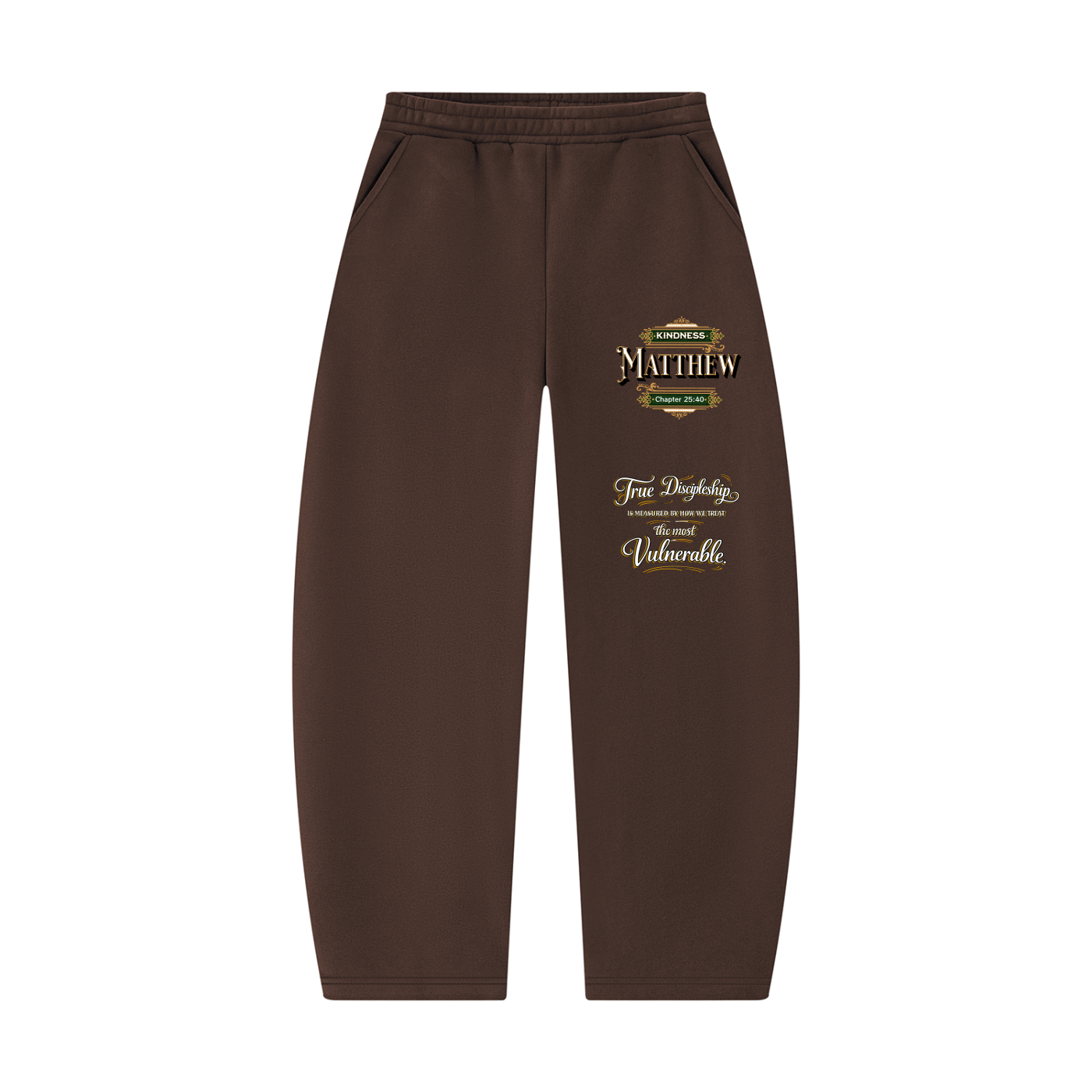 Kindness Matthew 25:40 – Unisex Barrel Leg Graphic Sweatpants