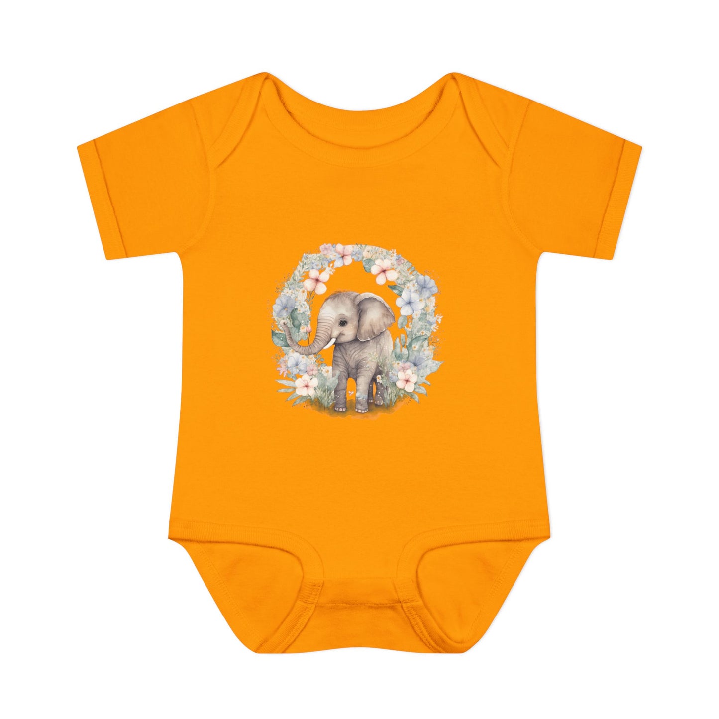 Elephant Baby Bodysuit, Cute Infant Outfit, Baby Shower Gift, Gender Neutral, Woodland Theme, Floral Design, Newborn Clothing
