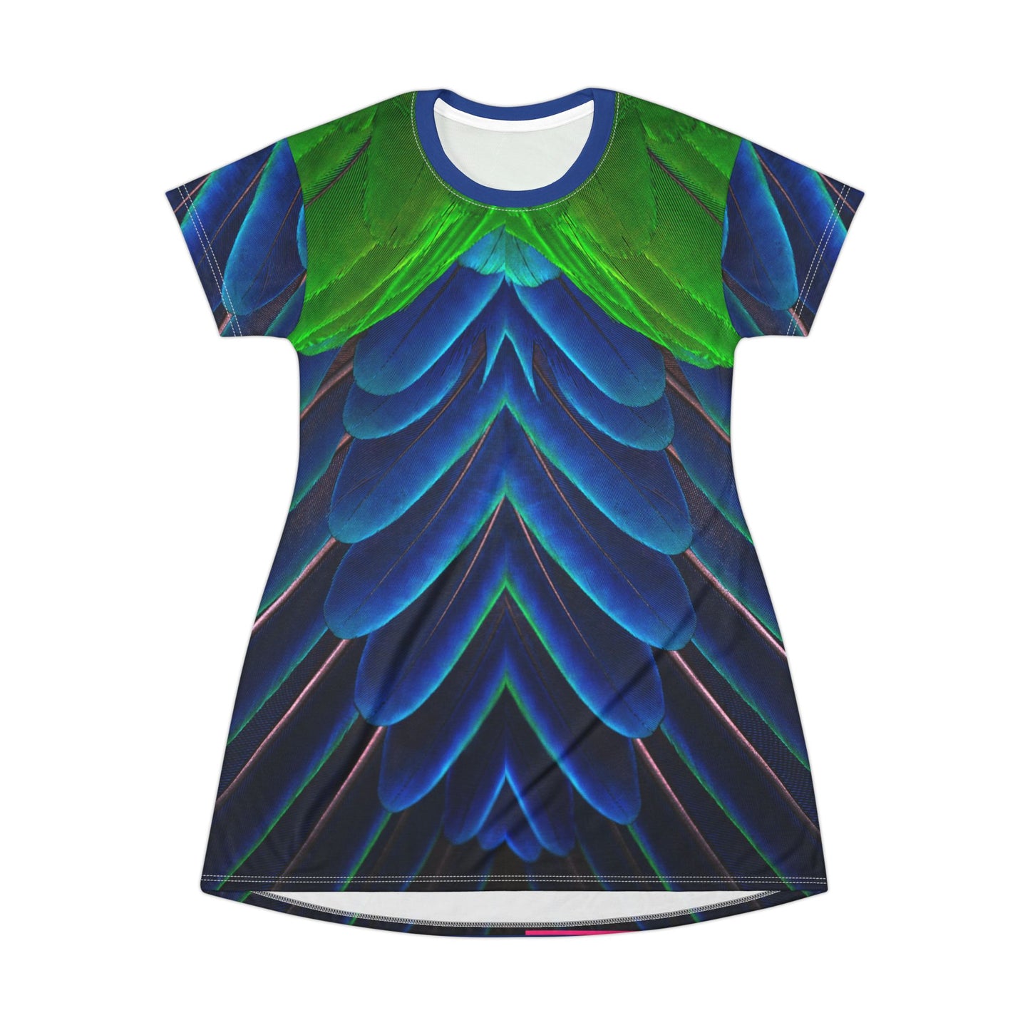 Vibrant Peacock Nature-Inspired T-Shirt Dress for Summer Adventures, Peacock Lovers Dress for Women, Cute Summer Dress