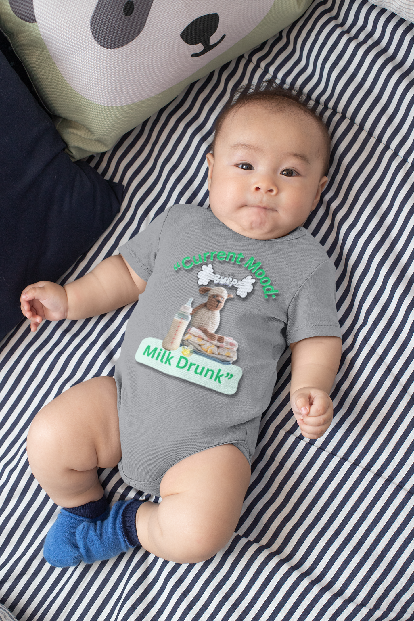 "Current Mood: Milk Drunk" Baby Onesie, Funny Baby Shower Gift for Baby, Newborn Clothing, Cute Baby Onesies