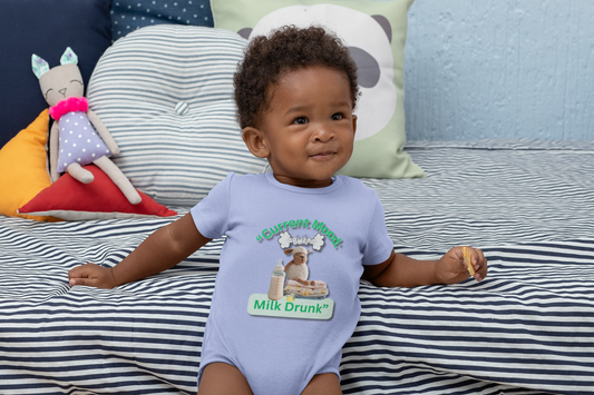 "Current Mood: Milk Drunk" Baby Onesie, Funny Baby Shower Gift for Baby, Newborn Clothing, Cute Baby Onesies