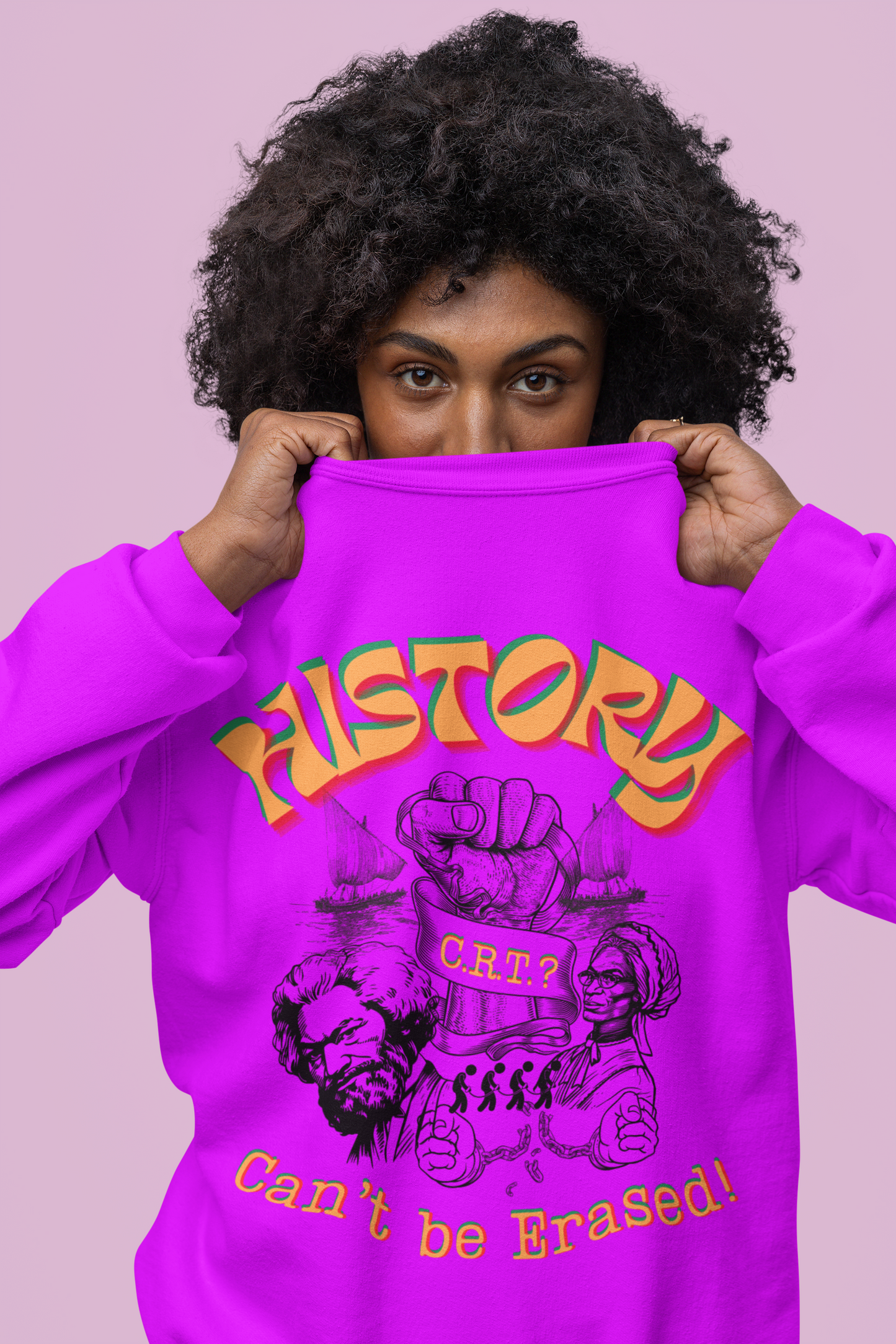 "History Can't Be Erased" Unisex NuBlend® Crewneck Sweatshirt, CRT Cannot Exist History is Real, Pro-History Sweatshirt, Juneteenth Sweatshirts