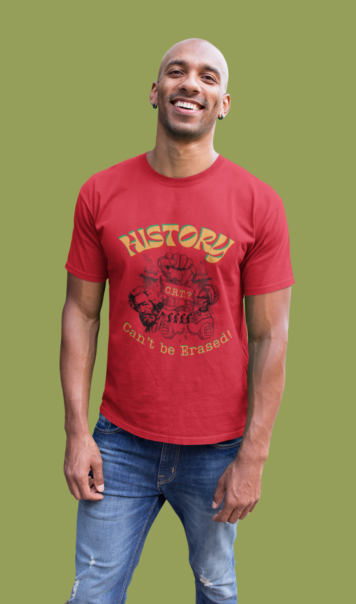 "History Can't Be Erased" Unisex Garment-Dyed T-shirt, Juneteenth T-Shirts, Black History Month T-Shirts, Unisex Black History Shirts