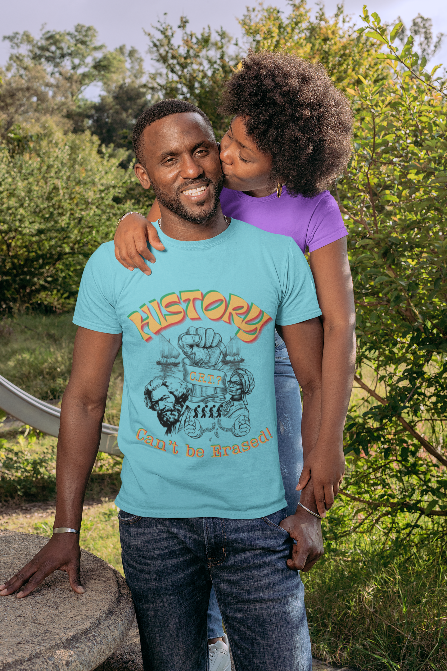"History Can't Be Erased" Unisex Garment-Dyed T-shirt, Juneteenth T-Shirts, Black History Month T-Shirts, Unisex Black History Shirts