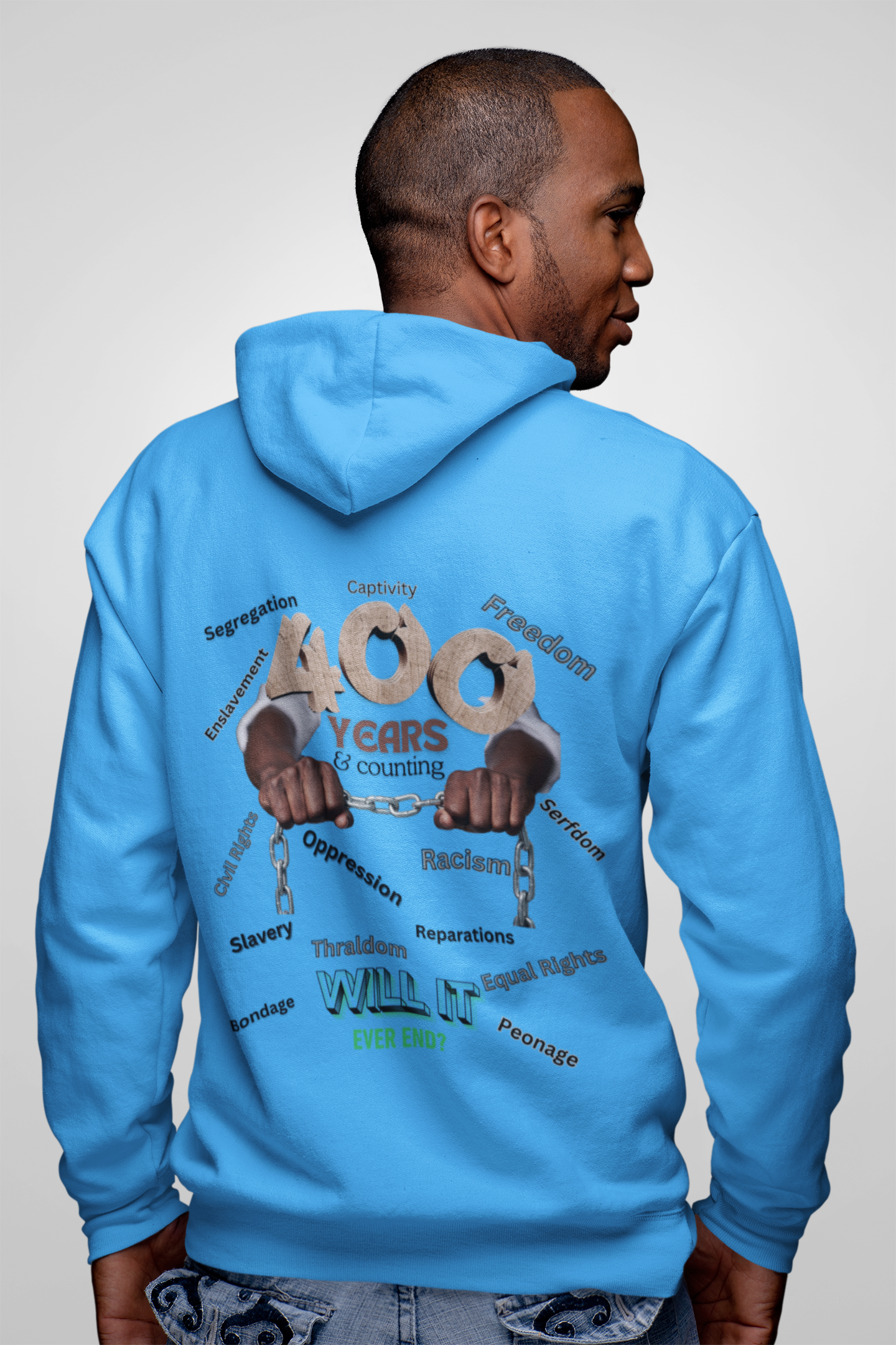 400 Years: Will It Ever End? Unisex Champion Hoodie, Black History Month, CRT, History Can't Be Erased,