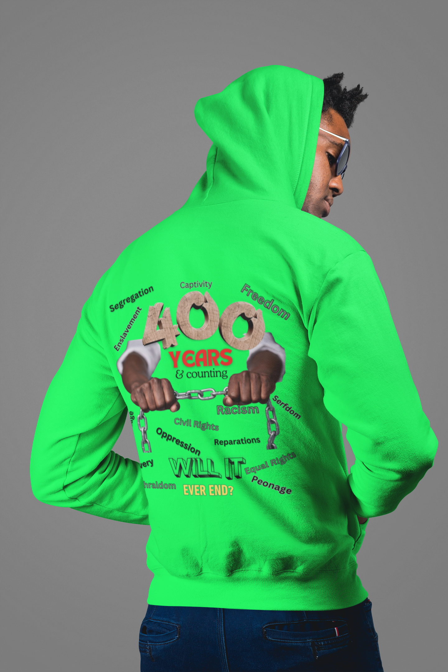 400 Years: Will It Ever End? Unisex Champion Hoodie, Black History Month, CRT, History Can't Be Erased,