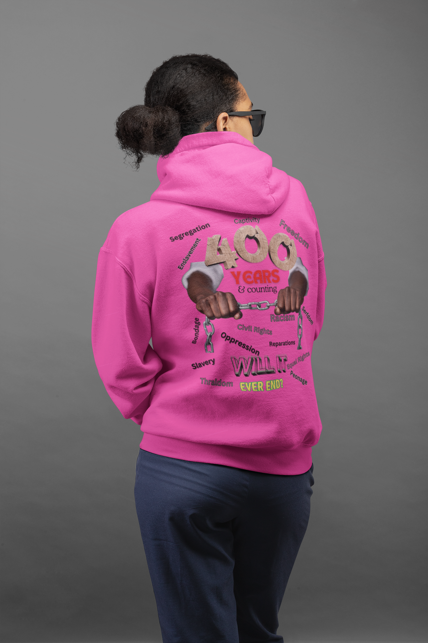 400 Years: Will It Ever End? Unisex Champion Hoodie, Black History Month, CRT, History Can't Be Erased,