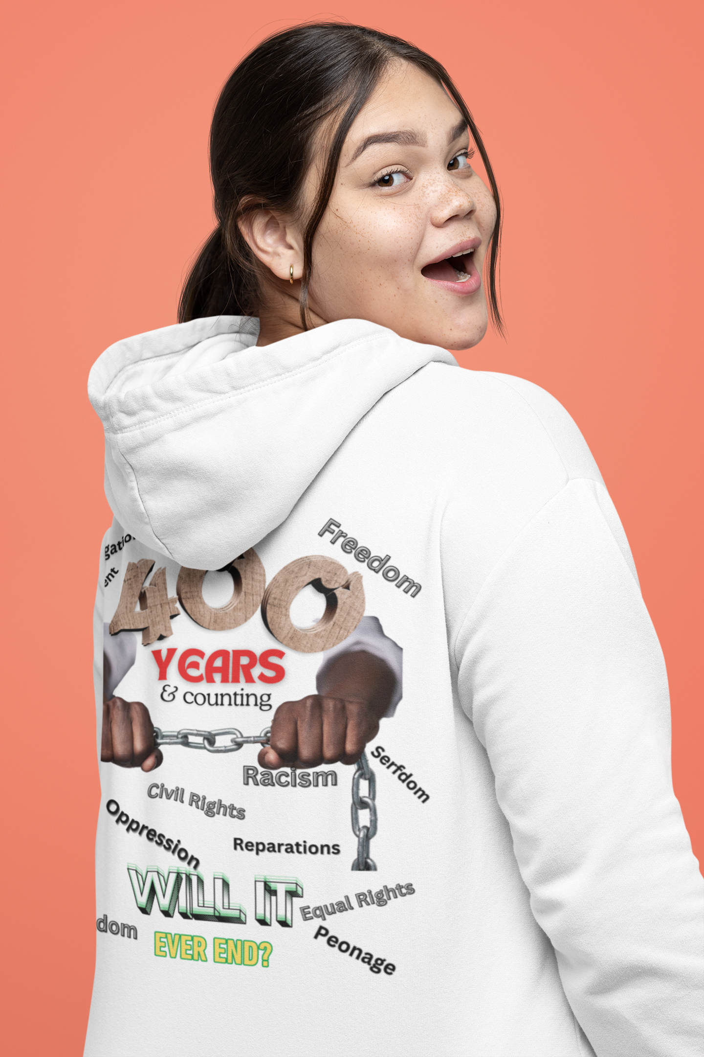 400 Years: Will It Ever End? Unisex Champion Hoodie, Black History Month, CRT, History Can't Be Erased,