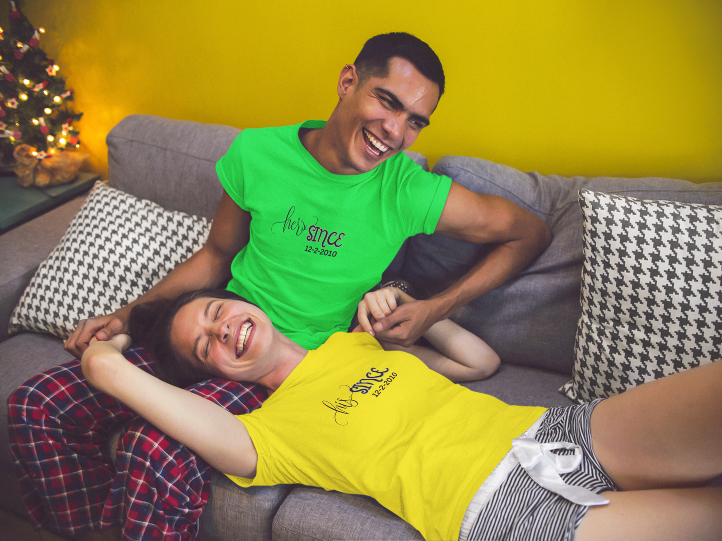 Personalized His and Hers Valentine T-Shirts, Custom Valentine T-Shirts, Unisex Valentine T-Shirts, T-Shirts for Couples, (Hers Solid Separately)