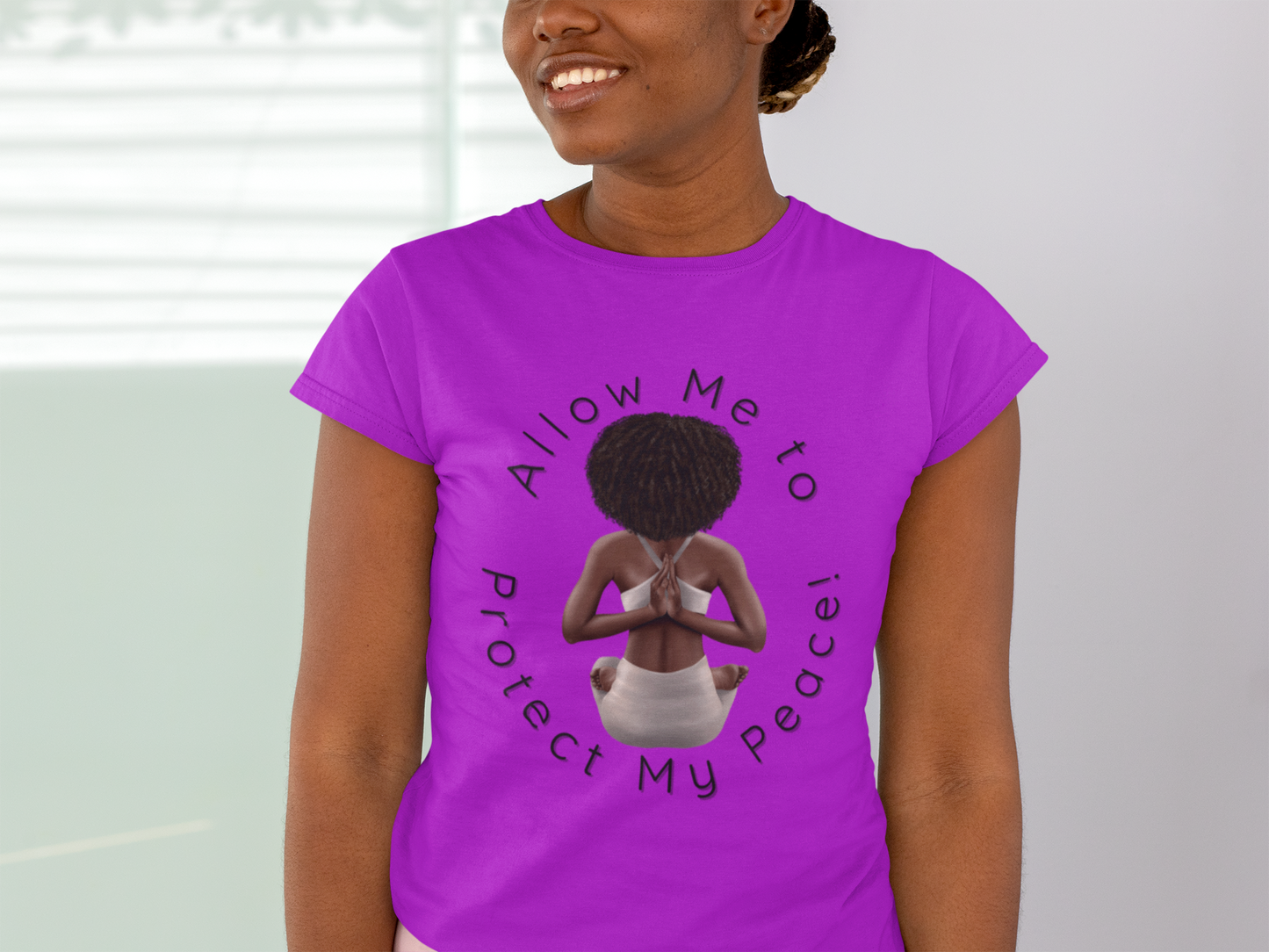 Protect My Peace Yoga Art - Afrocentric Serenity T-Shirt, Black History Month Shirts, T-Shirt Gift for Black Women, Gift for Yoga Enthusiast