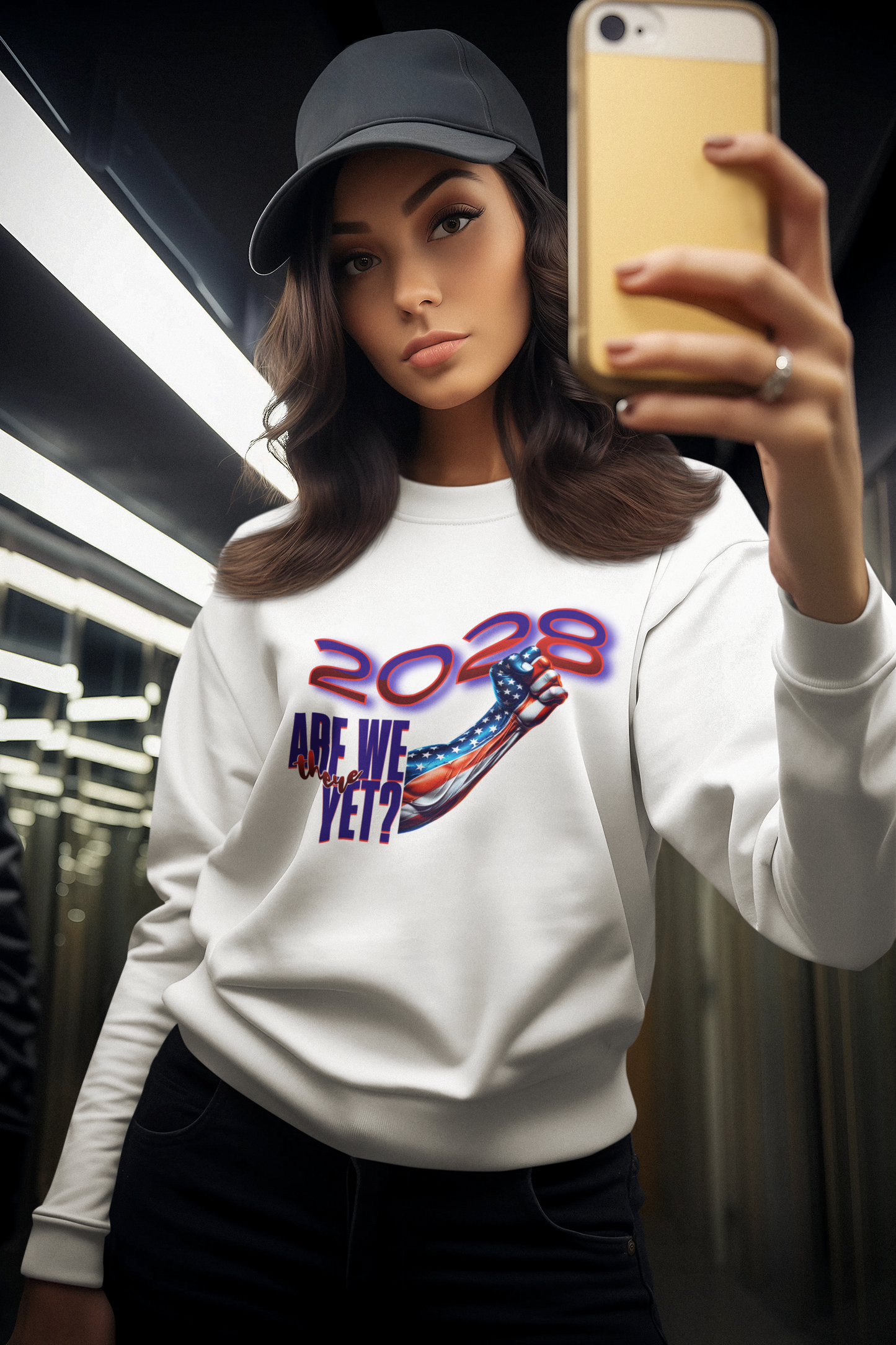 Are We There Yet 2028? - Patriotic Determination Design, American Flag Art, Political Statement Graphic Shirt, Activism and Patriotism Tees