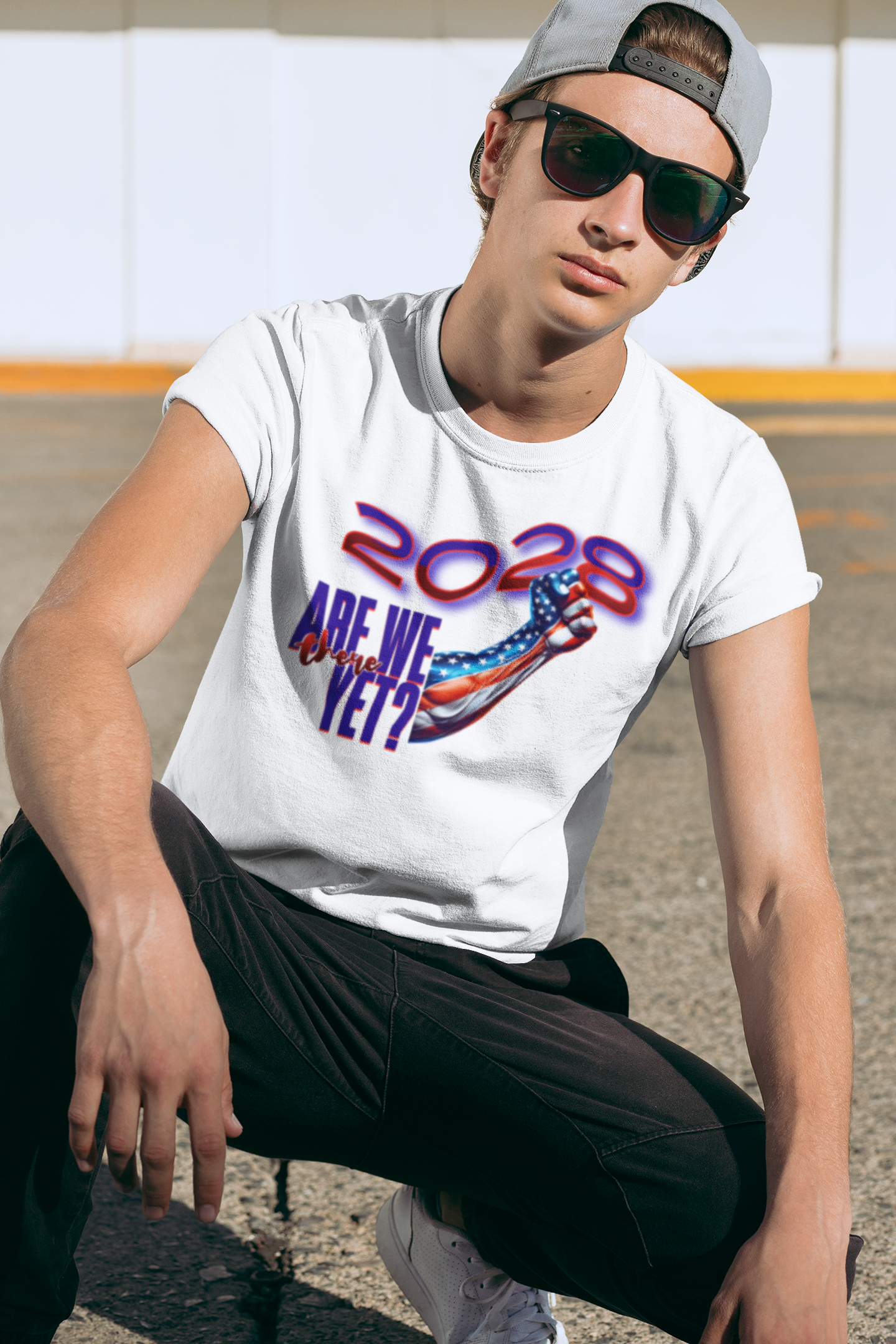 2028: Are We There Yet? - Patriotic Determination Design, American Flag Art, Political Statement Graphic Shirt, Activism and Patriotism Tees