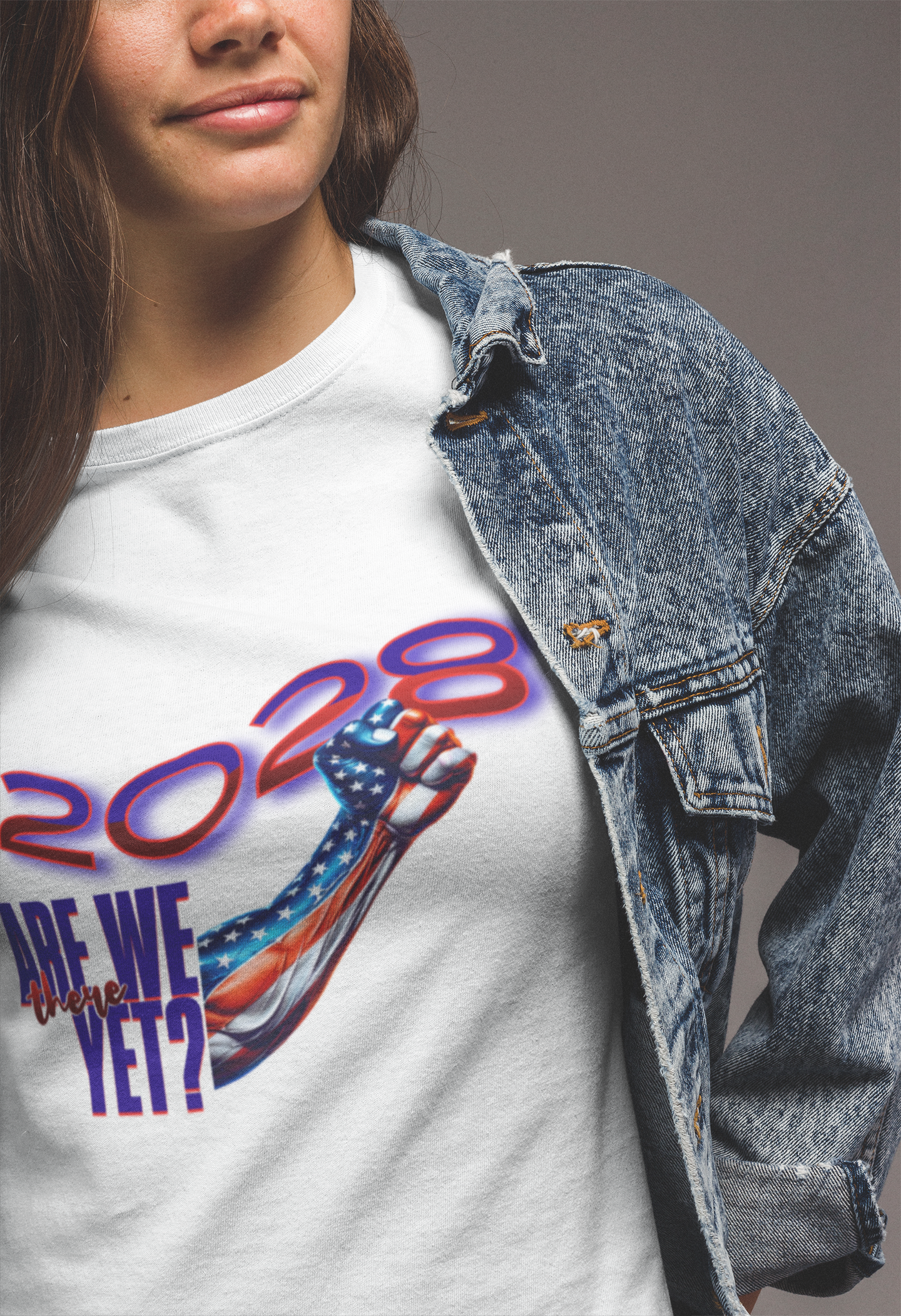 2028: Are We There Yet? - Patriotic Determination Design, American Flag Art, Political Statement Graphic Shirt, Activism and Patriotism Tees