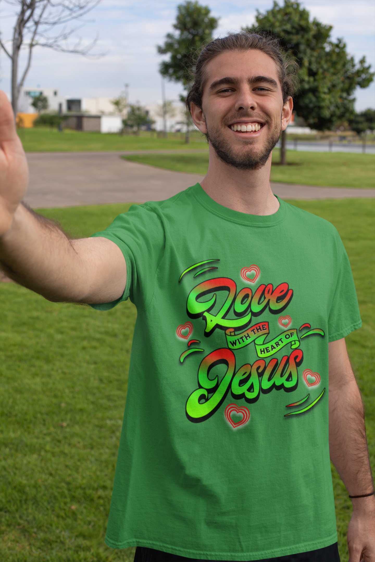 Love with the Heart of Jesus, Unisex Religious T-Shirts, Christian Apparel Gift, Love Thy Neighbor Shirts, Gift for a Religious Person, Christian Merchandise