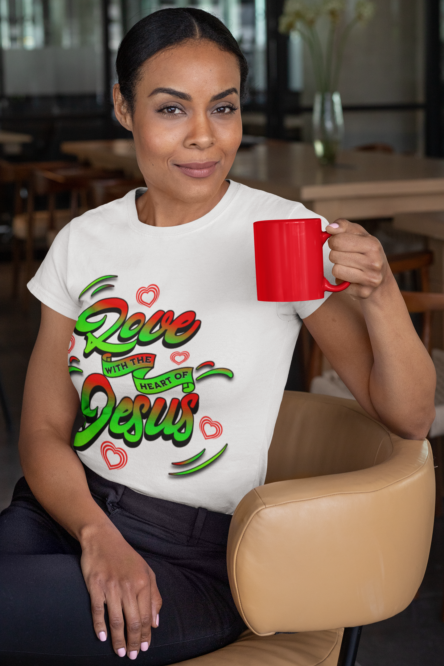 Love with the Heart of Jesus, Unisex Religious T-Shirts, Christian Apparel Gift, Love Thy Neighbor Shirts, Gift for a Religious Person, Christian Merchandise