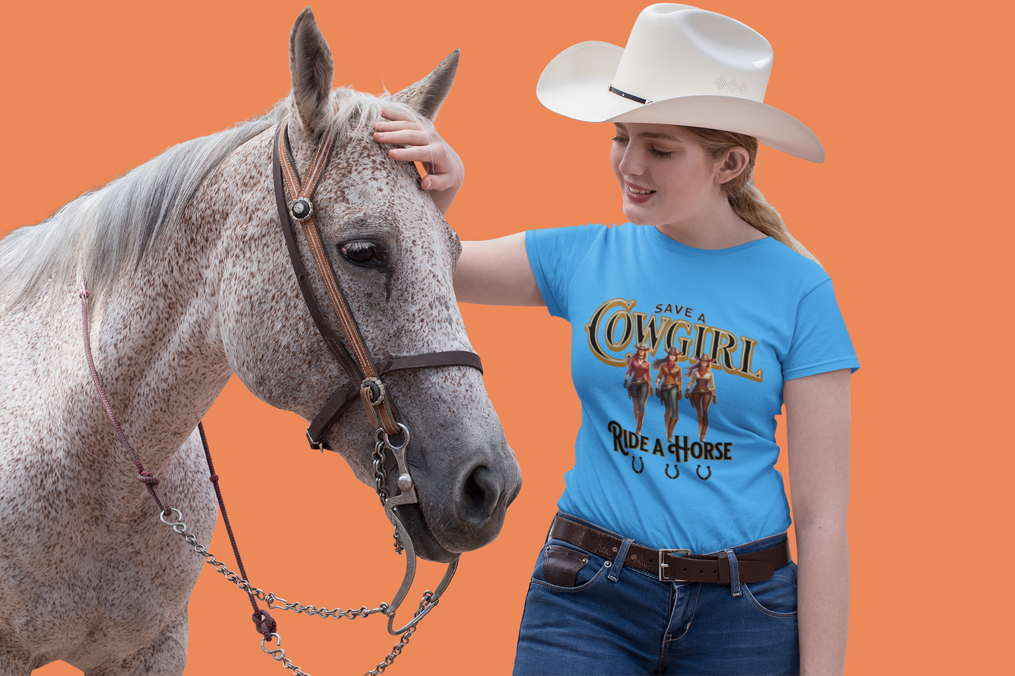 Save a Cowgirl Ride a Horse, Humorous Cowgirl T-Shirt, Cute Cowgirl Shirt for a Gift, Funny Cowgirl T-Shirt for Women, Horse Lover Shirt