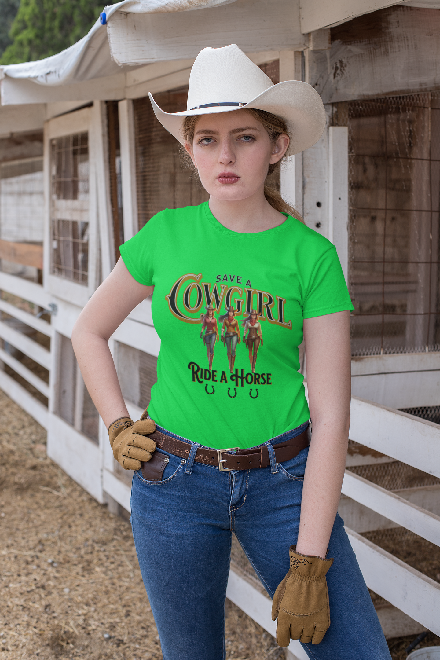 Save a Cowgirl Ride a Horse, Humorous Cowgirl T-Shirt, Cute Cowgirl Shirt for a Gift, Funny Cowgirl T-Shirt for Women, Horse Lover Shirt