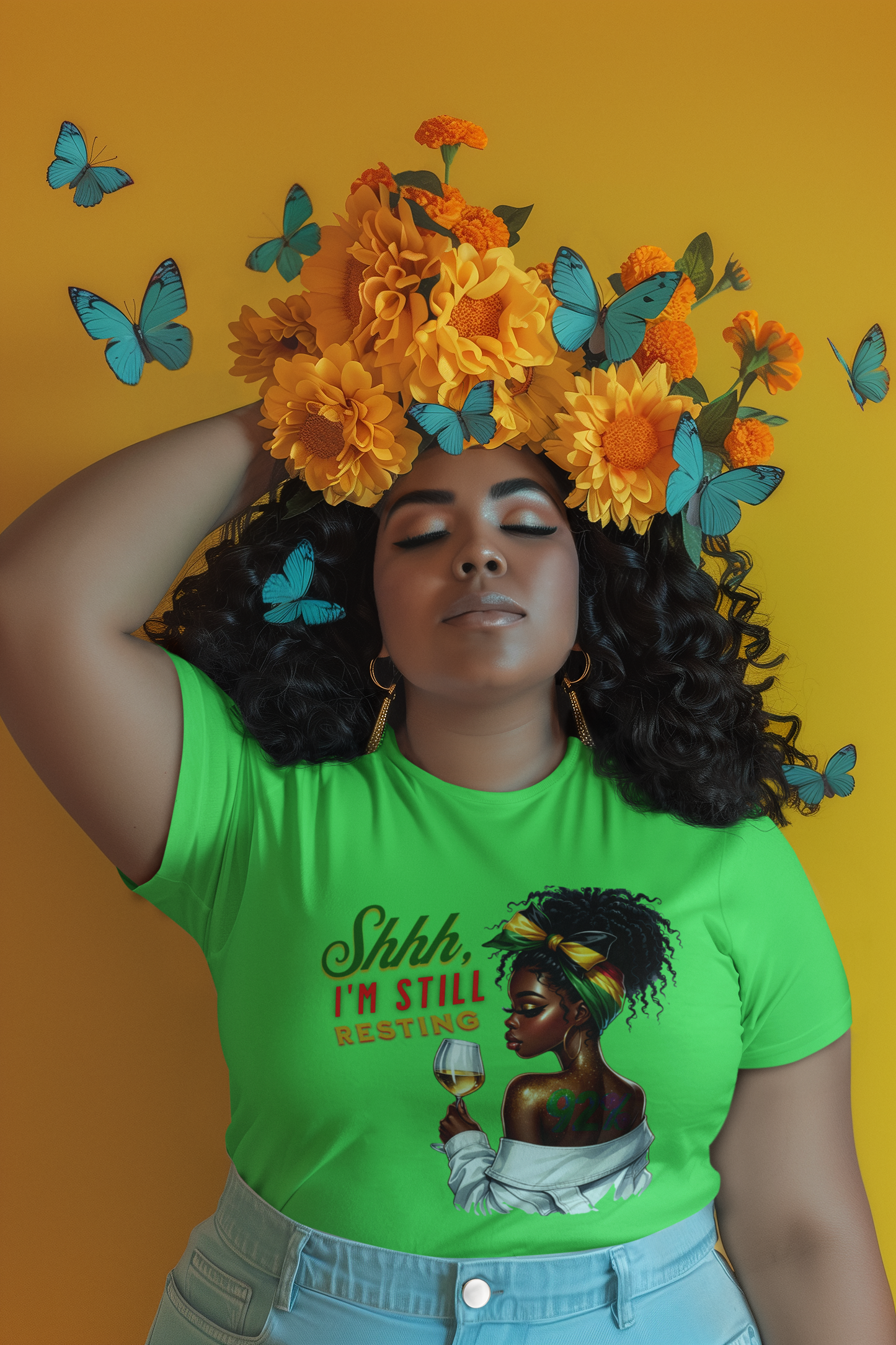 92% Black Women – Shhh, I’m Still Resting Tee, Melanin Magic Shirts, Black Women Empowerment Shirt, Black Excellence Tees, Self-Care & Rest