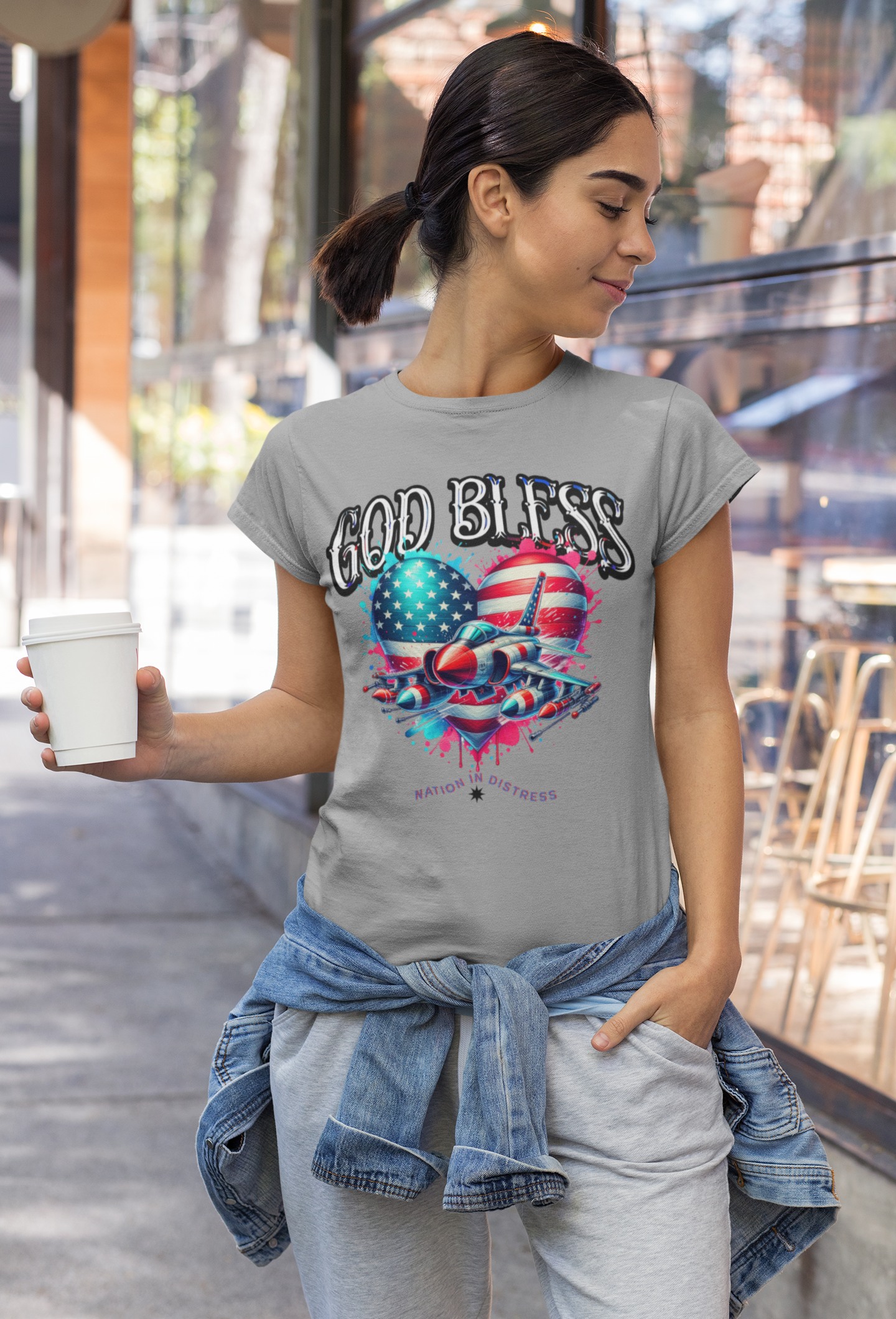 God Bless America Unisex Ultra Cotton T-Shirts, Nation in Distress Shirt, Fight for Democracy T-Shirt, God Bless the USA Tees