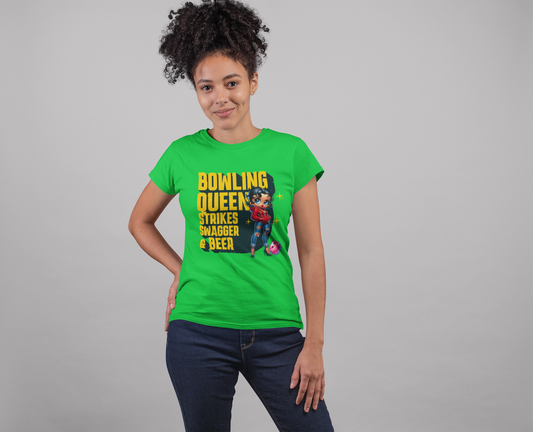 Betty Boop the Bowling Queen T-Shirt, Cute Betty Boop Shirt, Perfect Gift for a Bowler, Strikes Swagger & Beer