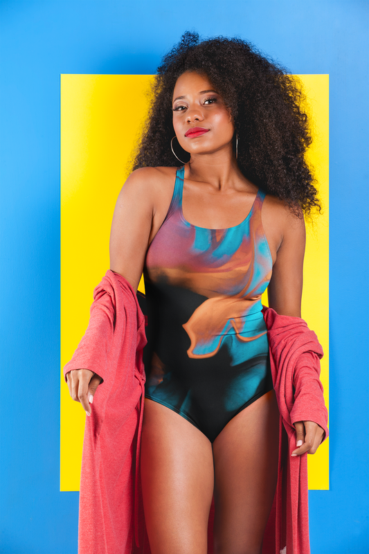 Vibrant Women's Classic One-Piece Swimsuit - Abstract Art Design, Perfect for Summer Fun, Sizes XS to 3XL