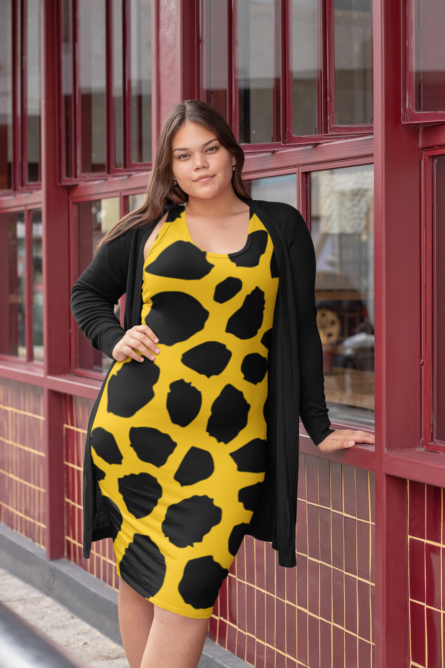Bold Giraffe Print Racerback Dress - Trendy Summer Outfit, Cute Cool Summer Dress for Women Sizes XS to 2XL,