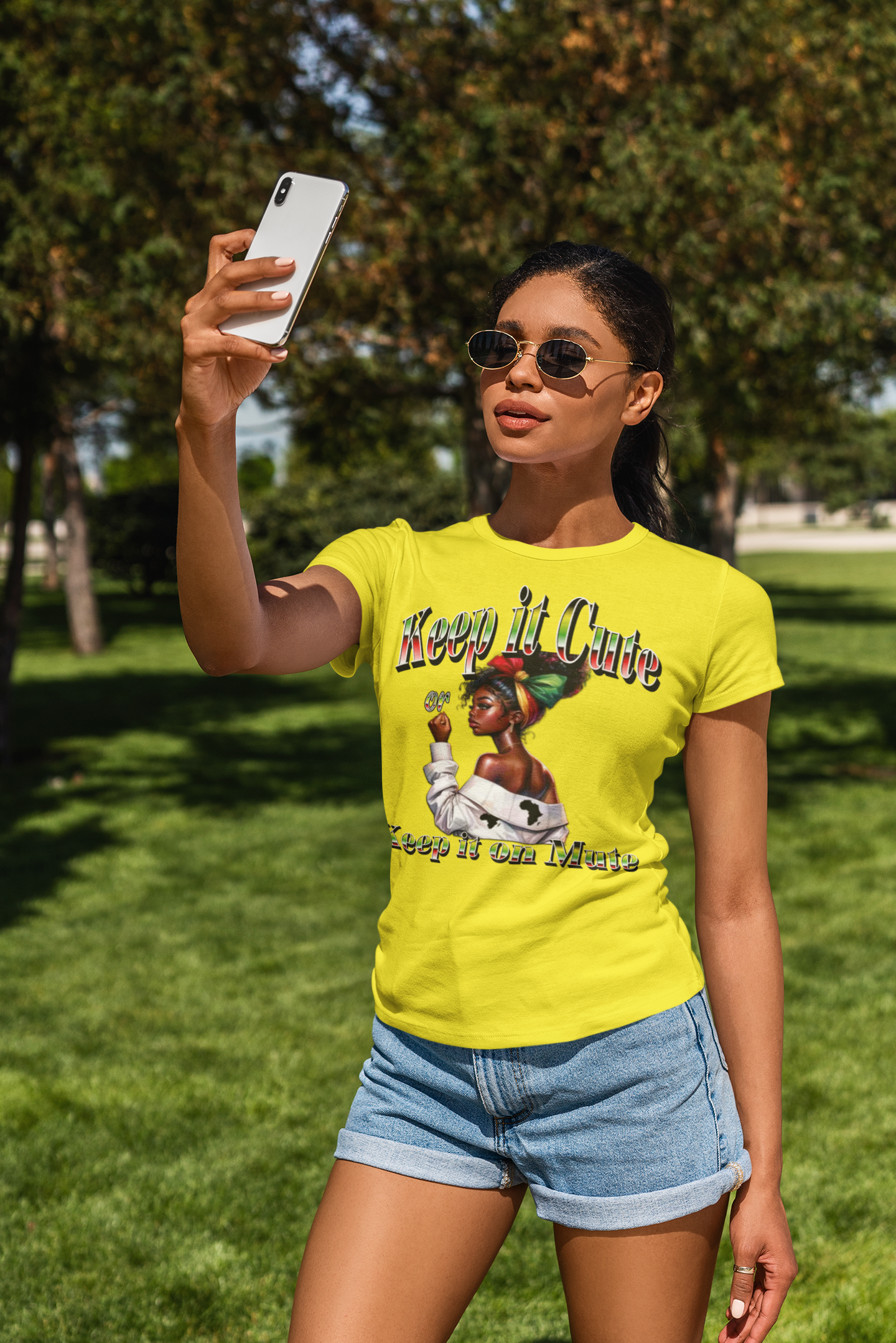 Keep It Cute Women's Boyfriend Tee - Stylish Graphic T-Shirt for Everyday Wear, Keep it Cute or Keep it On Mute T-Shirt,