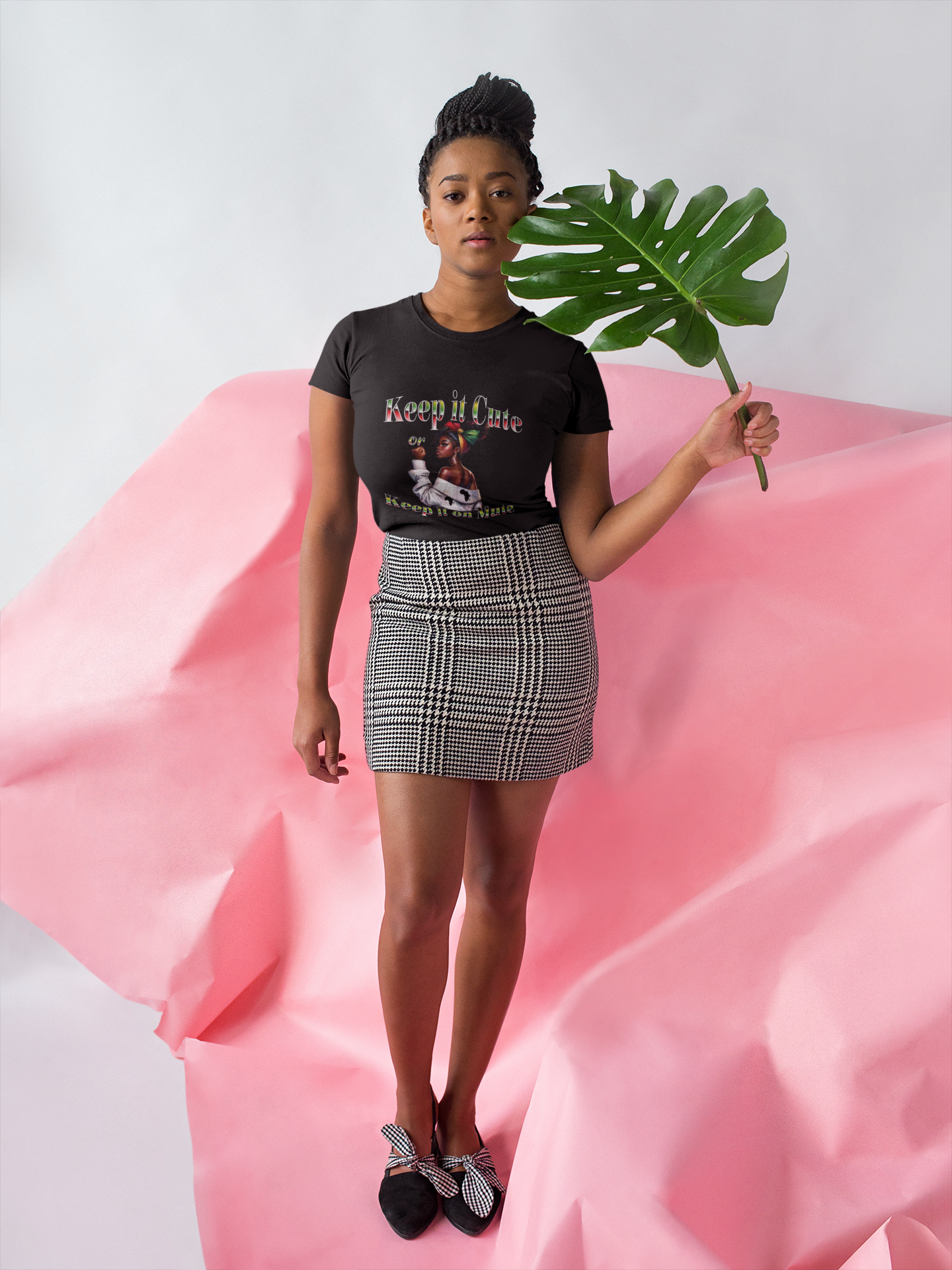 Keep It Cute Women's Boyfriend Tee - Stylish Graphic T-Shirt for Everyday Wear, Keep it Cute or Keep it On Mute T-Shirt,