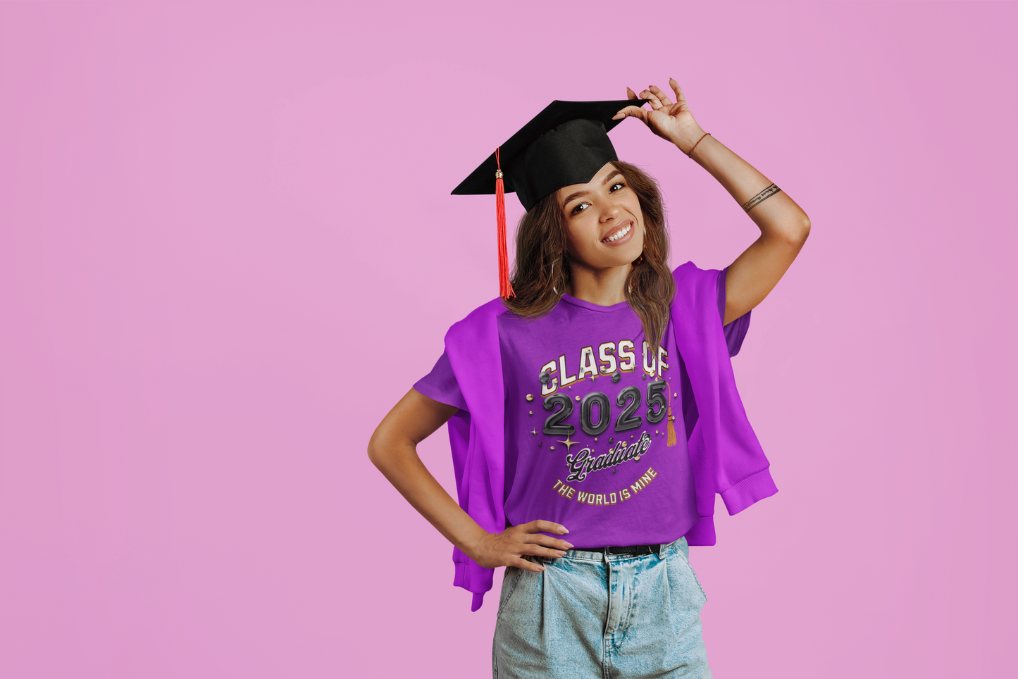 2025 Graduate Unisex Jersey Tee, Class of 2025 Graduation Shirt, Graduation Pride for 2025T-Shirts, The World is Mine Tees
