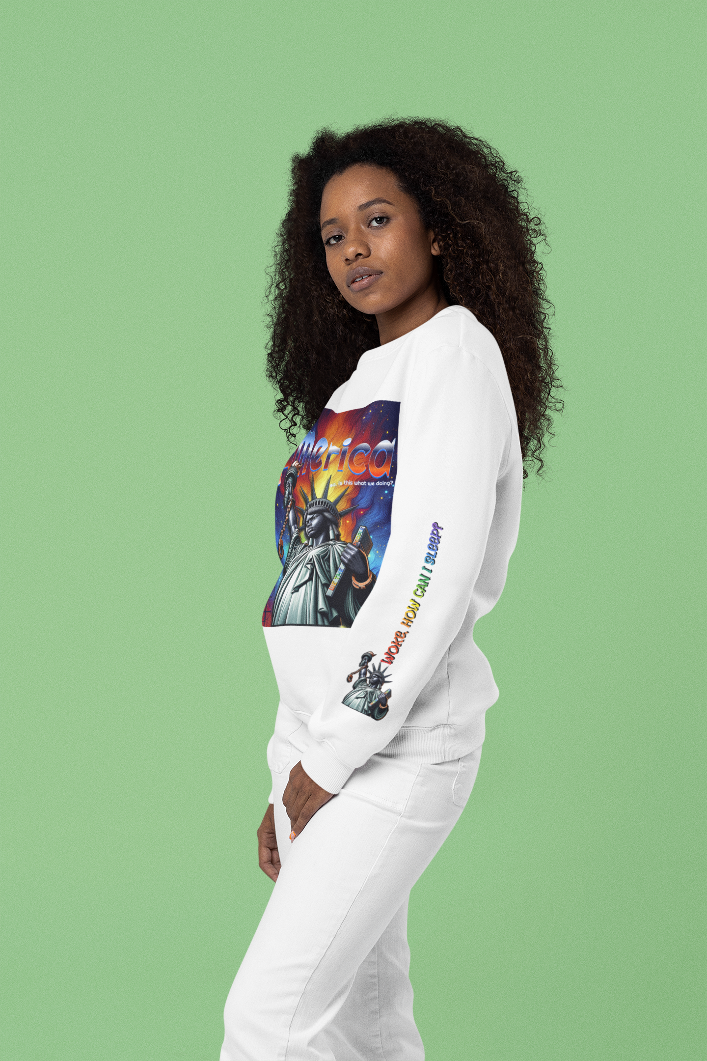 America Graphic Crewneck Sweatshirt - Juneteenth Unisex Heavy Blend™ - Casual Activist Fashion, No Kings Protest Shirt, Hands Off Protest Tee