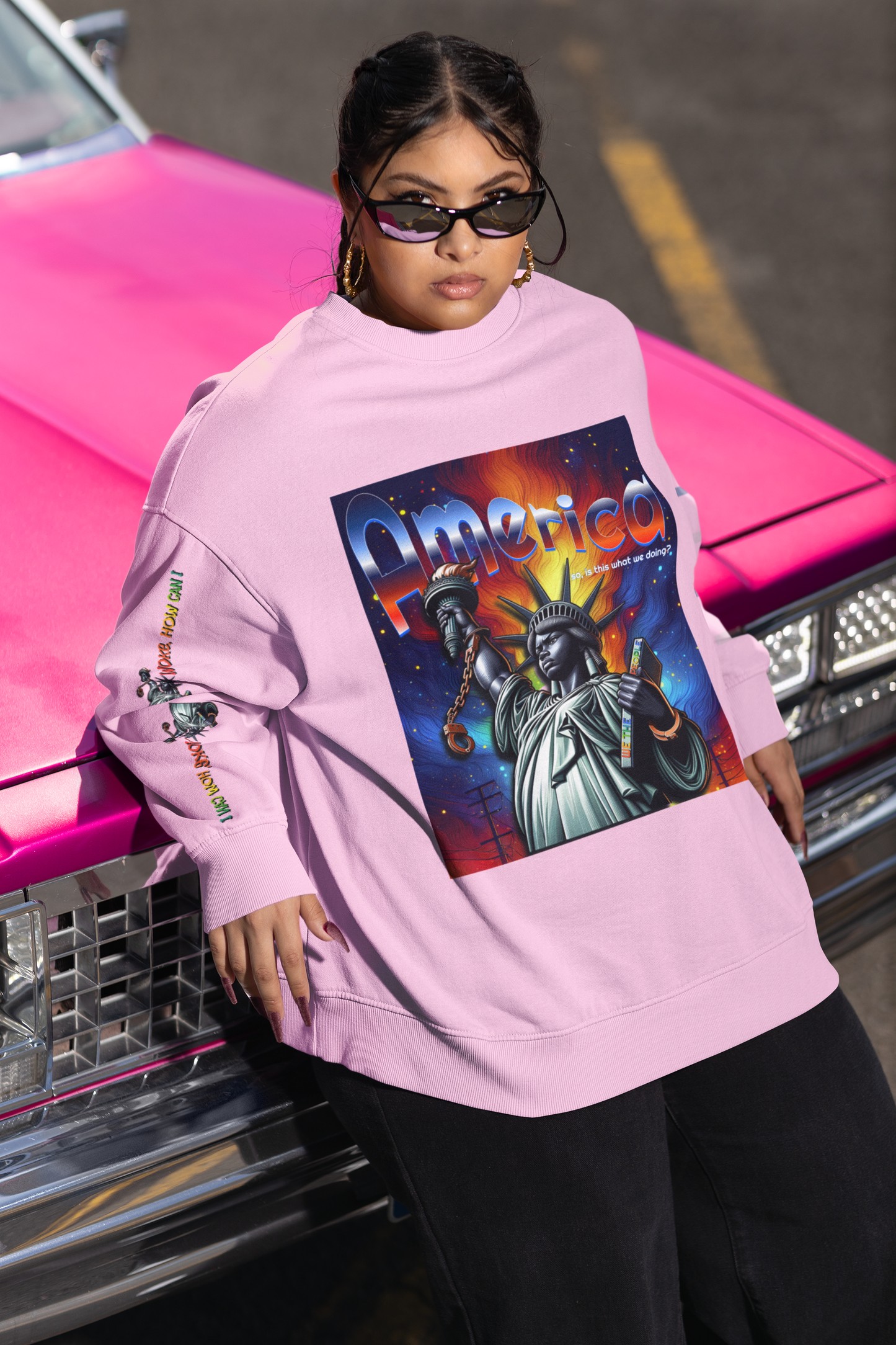 America Graphic Crewneck Sweatshirt - Juneteenth Unisex Heavy Blend™ - Casual Activist Fashion, No Kings Protest Shirt, Hands Off Protest Tee