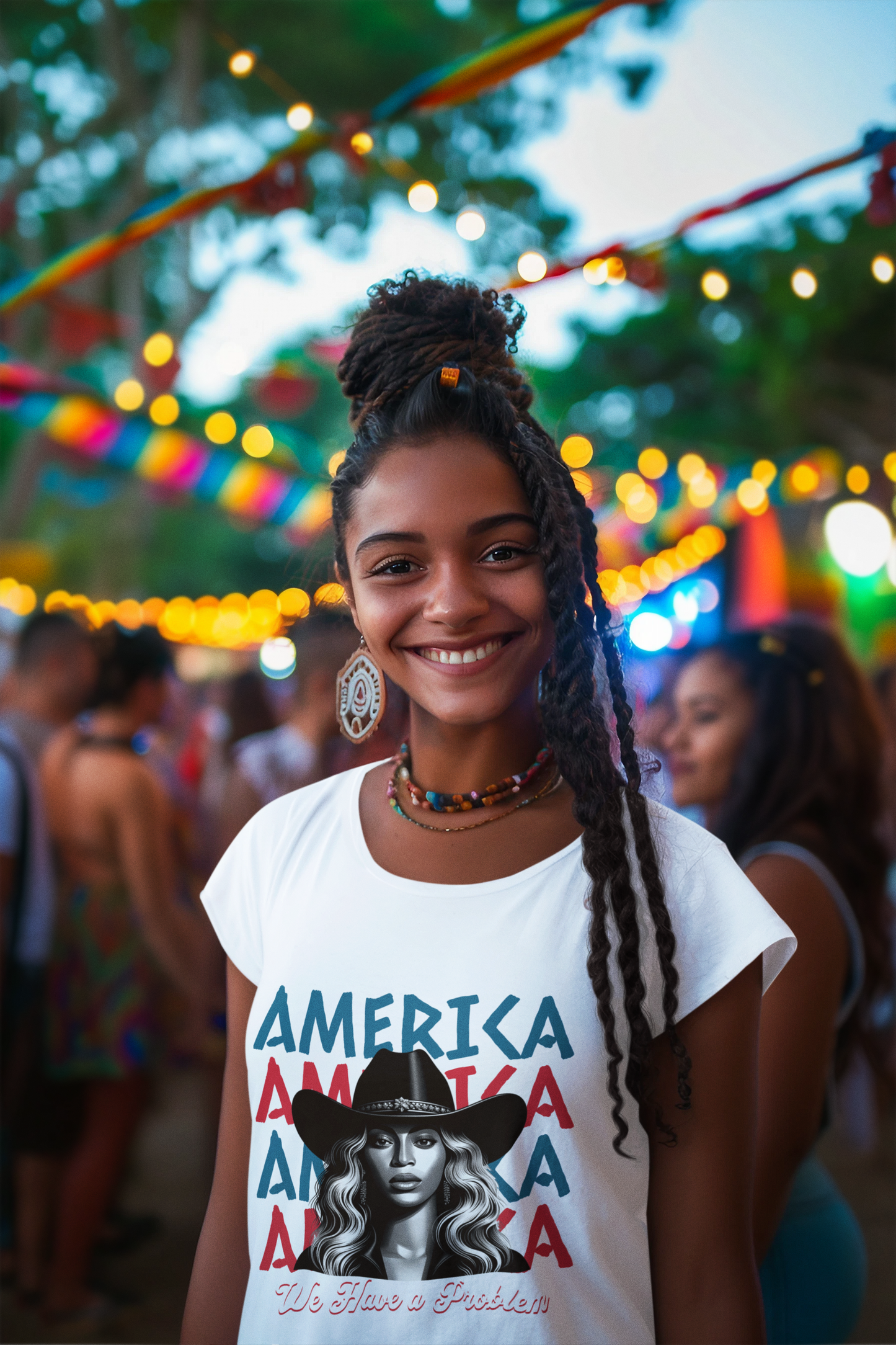 Patriotic Unisex Heavy Cotton Tee - 'Beyonce, America, We Have a Problem' Graphic Tee for Beyonce Fan Lovers, Beyonce Concert Tees