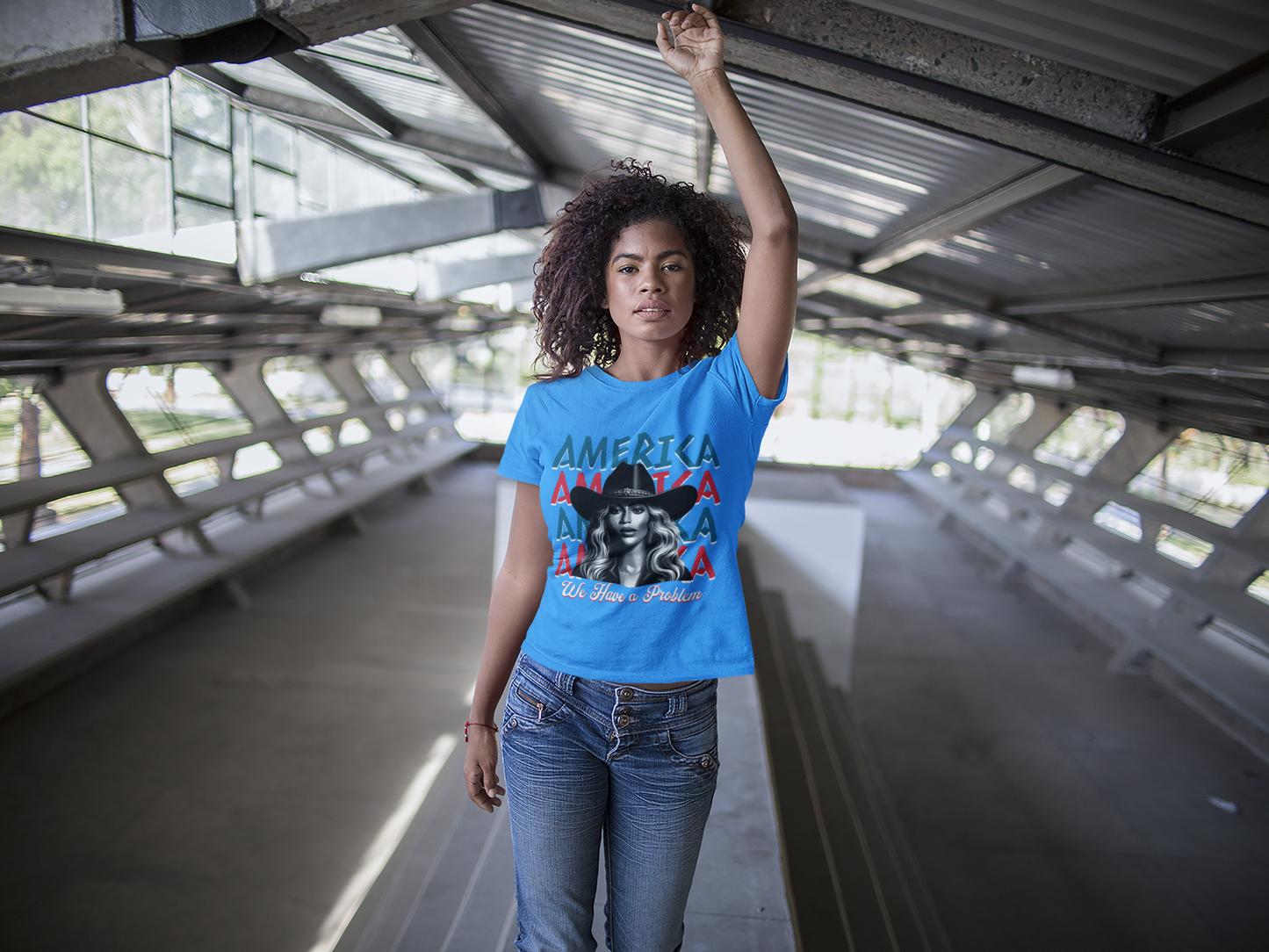 Patriotic Unisex Heavy Cotton Tee - 'Beyonce, America, We Have a Problem' Graphic Tee for Beyonce Fan Lovers, Beyonce Concert Tees