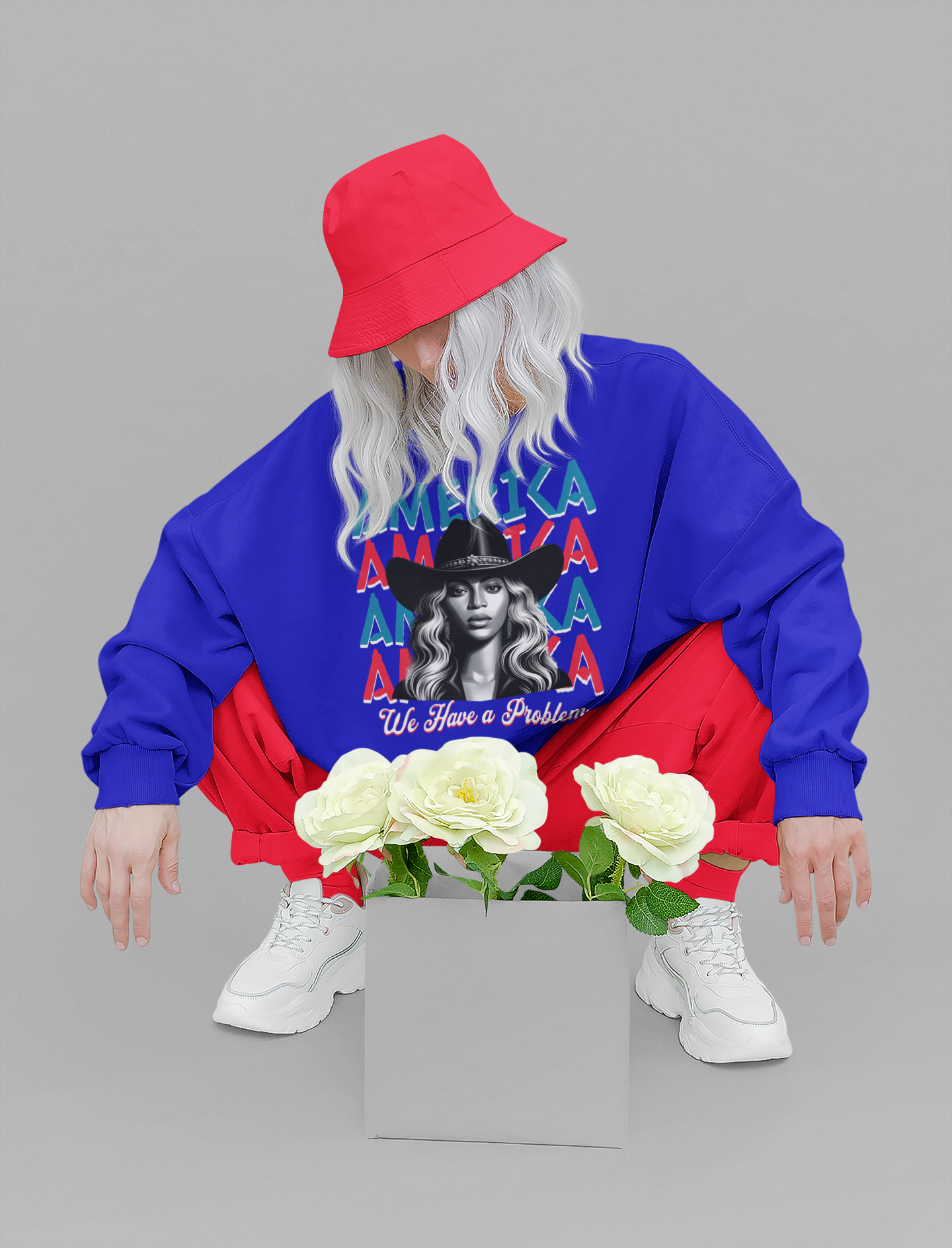America Graphic Crewneck Sweatshirt, Beyonce America We Have a Problem, Fan Merchandise for Beyonce, Unisex Gildan Sweatshirts