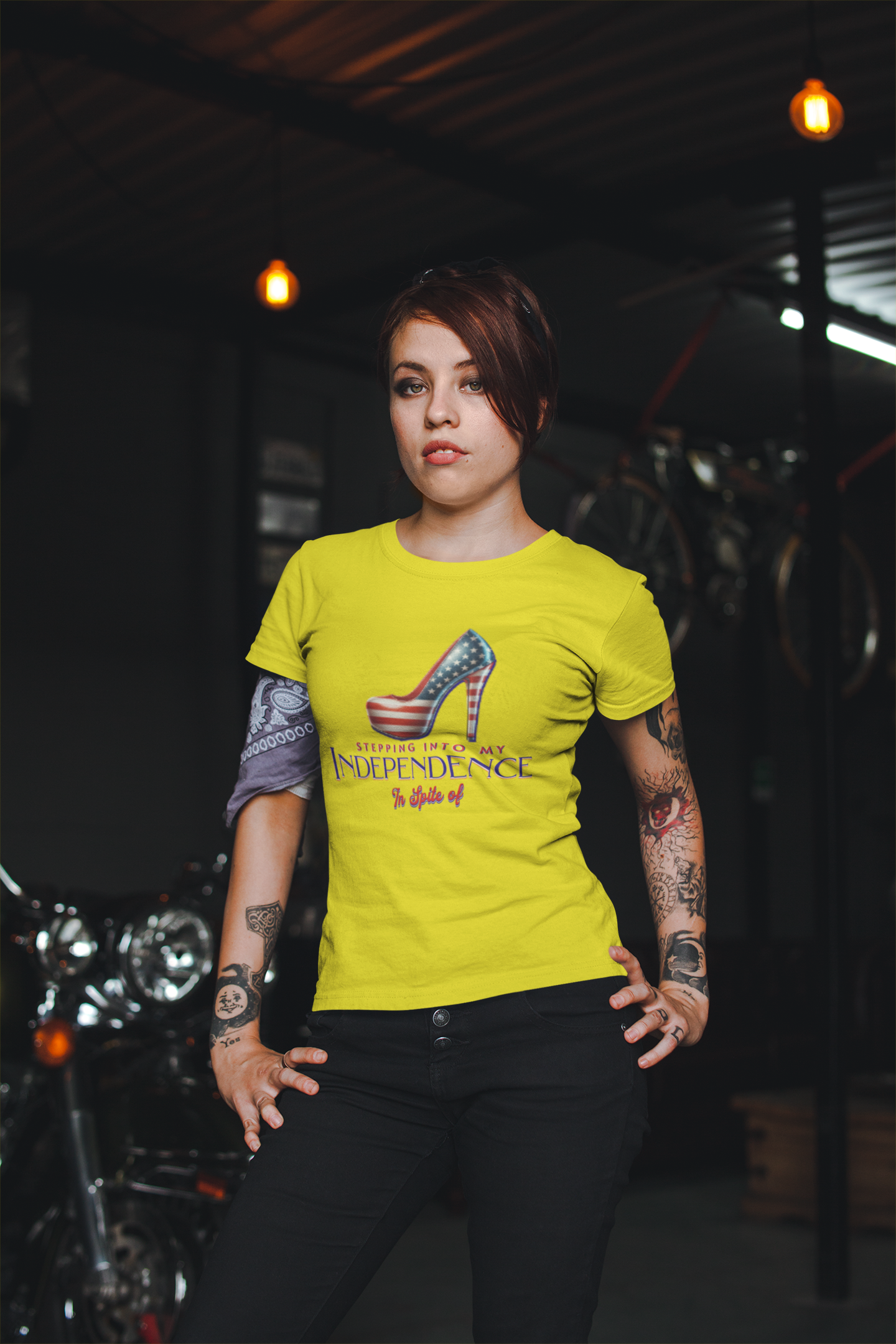 Independence Celebration Tee, Cute Women Heavy Cotton T-Shirt, Patriotic 4th of July Shirt, Cute Flag Gift for Her, Summer Style