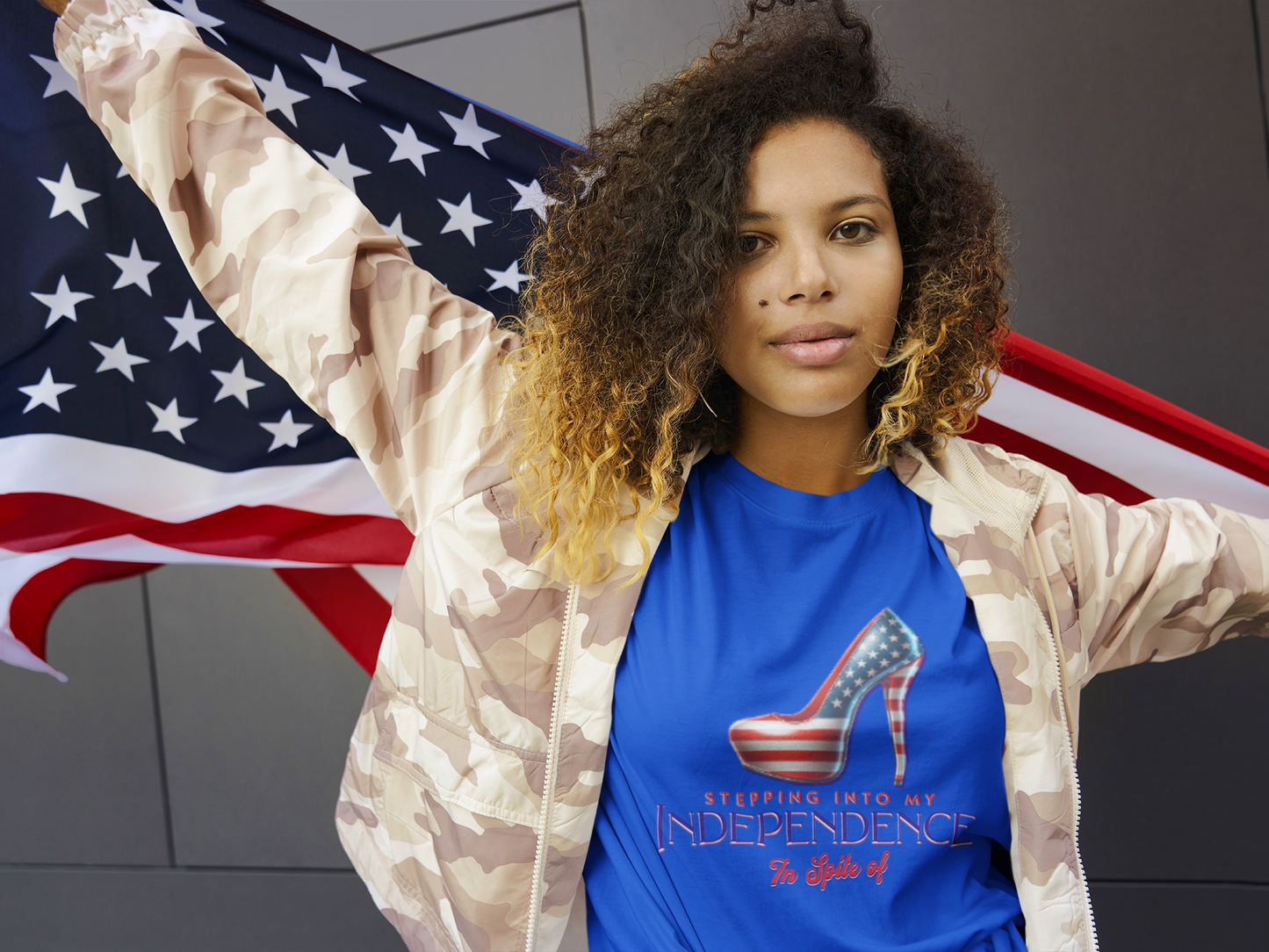 Independence Celebration Tee, Cute Women Heavy Cotton T-Shirt, Patriotic 4th of July Shirt, Cute Flag Gift for Her, Summer Style