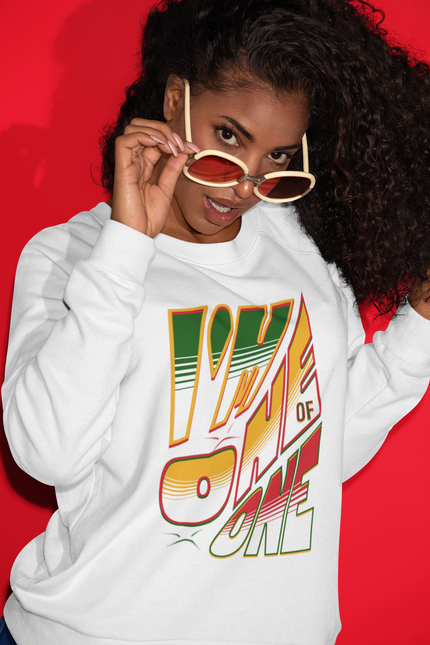 Vibrant One of One Sweatshirt, Juneteenth Garment-Dyed Sweatshirt, Red, Yellow, Green Sweatshirt, Trendy Afrocentric Color Shirt