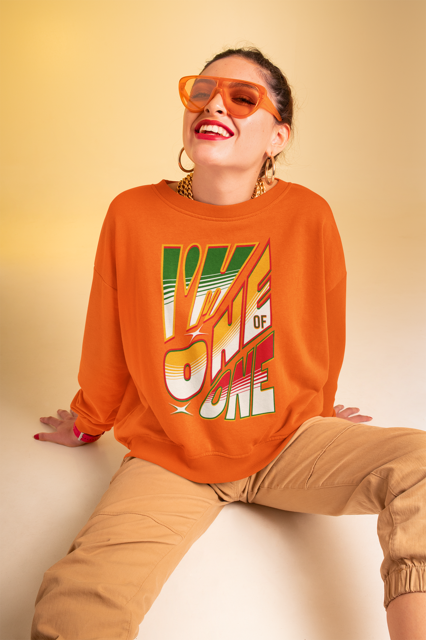 Vibrant One of One Sweatshirt, Juneteenth Garment-Dyed Sweatshirt, Red, Yellow, Green Sweatshirt, Trendy Afrocentric Color Shirt